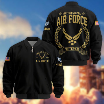 Premium Custom USAF Veteran Bomber Jacket VPVC803104, Gifts For US Air Force Veteran, Gifts On Father's Day, Veterans Day.
