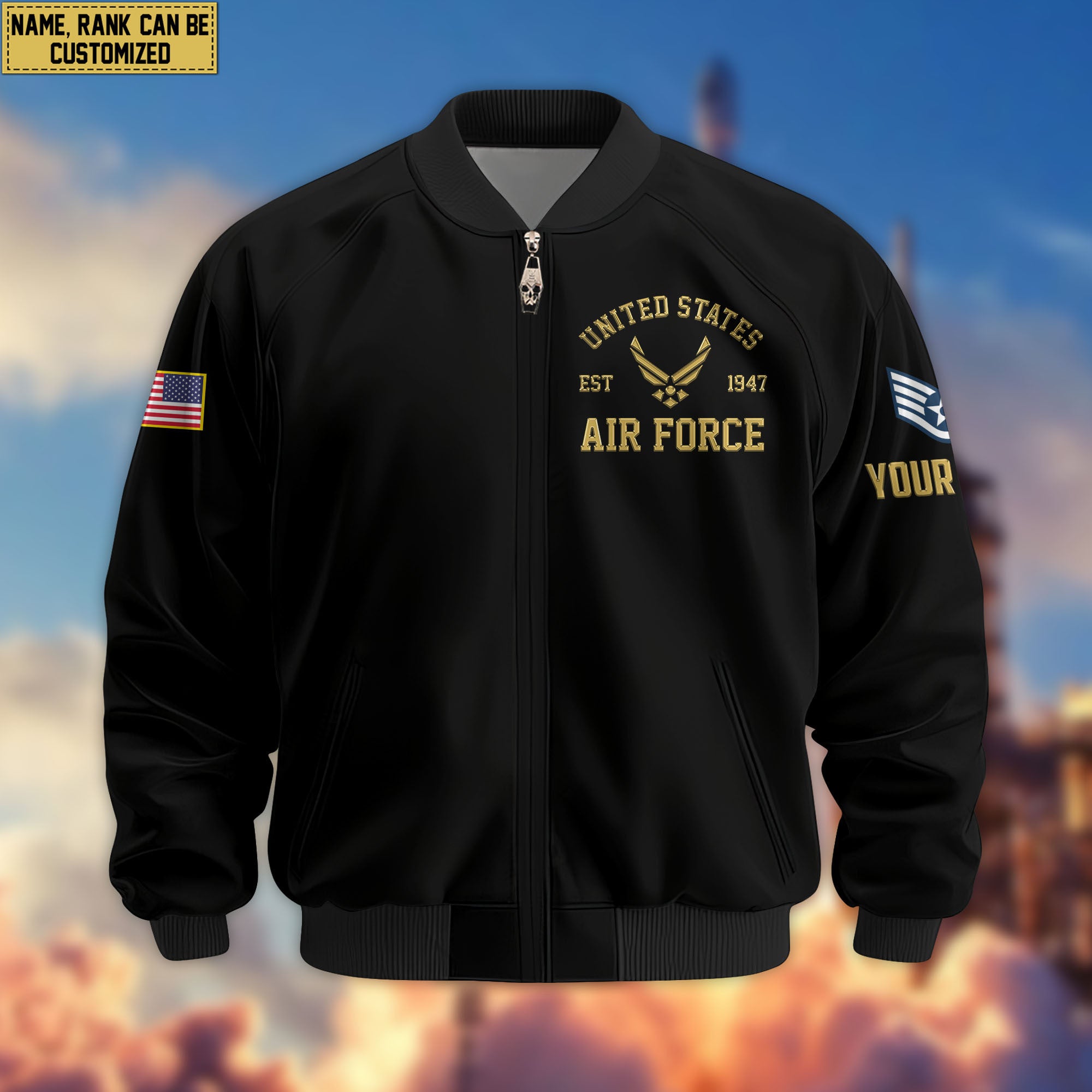 Premium Custom USAF Veteran Bomber Jacket VPVC803104, Gifts For US Air Force Veteran, Gifts On Father's Day, Veterans Day.