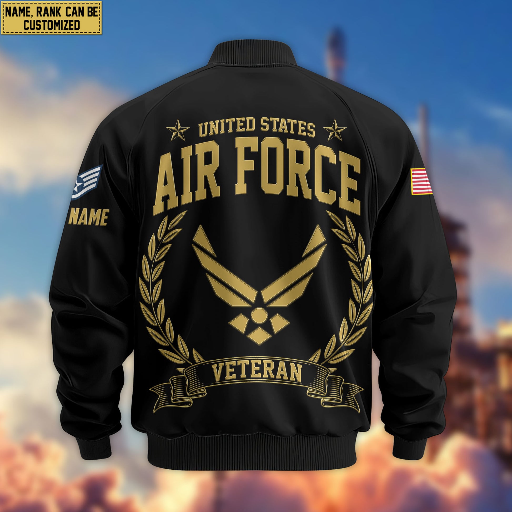 Premium Custom USAF Veteran Bomber Jacket VPVC803104, Gifts For US Air Force Veteran, Gifts On Father's Day, Veterans Day.