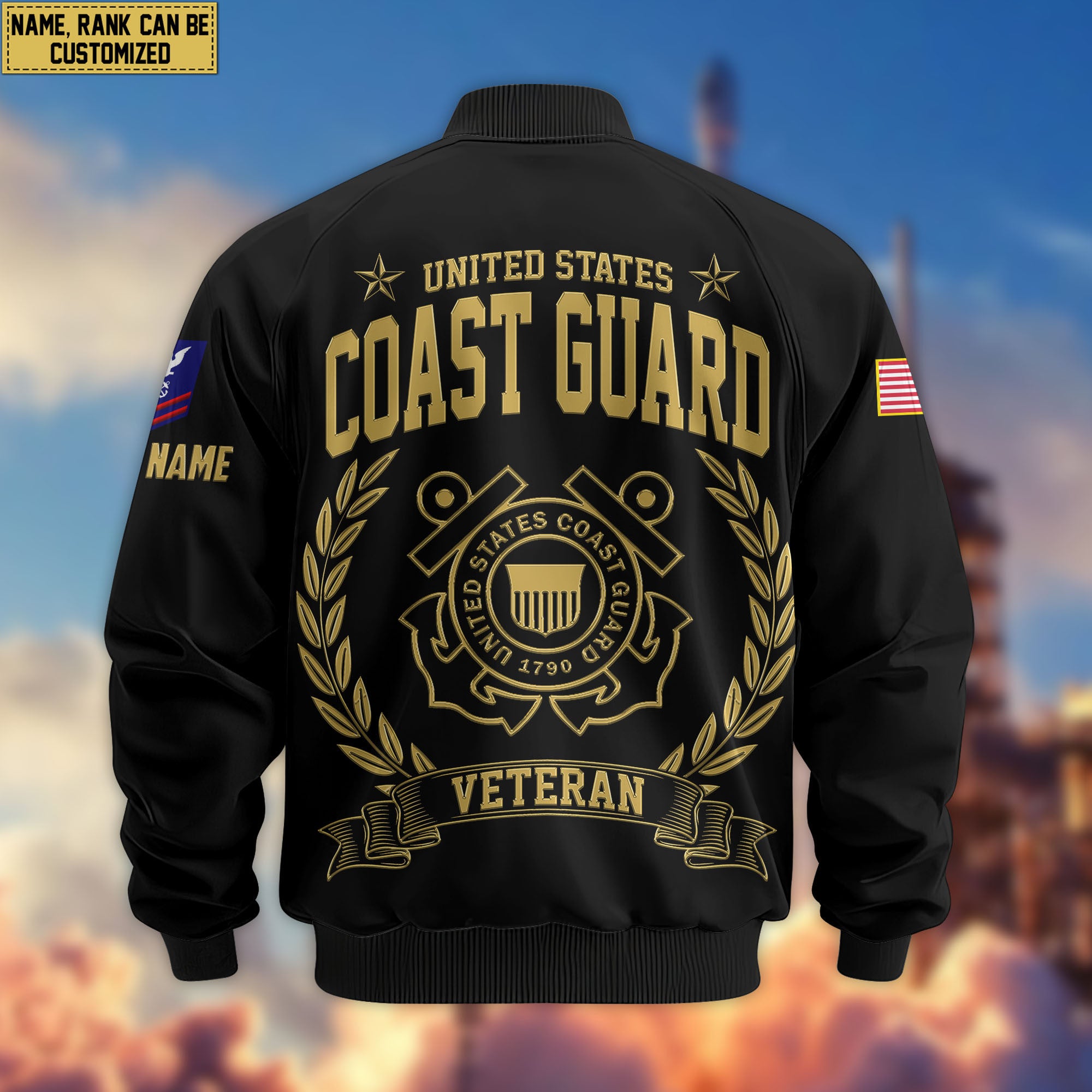 Premium Custom USCG Veteran Bomber Jacket VPVC803105, Gifts For Coast Guard Veteran, Gifts On Father's Day, Veterans Day.