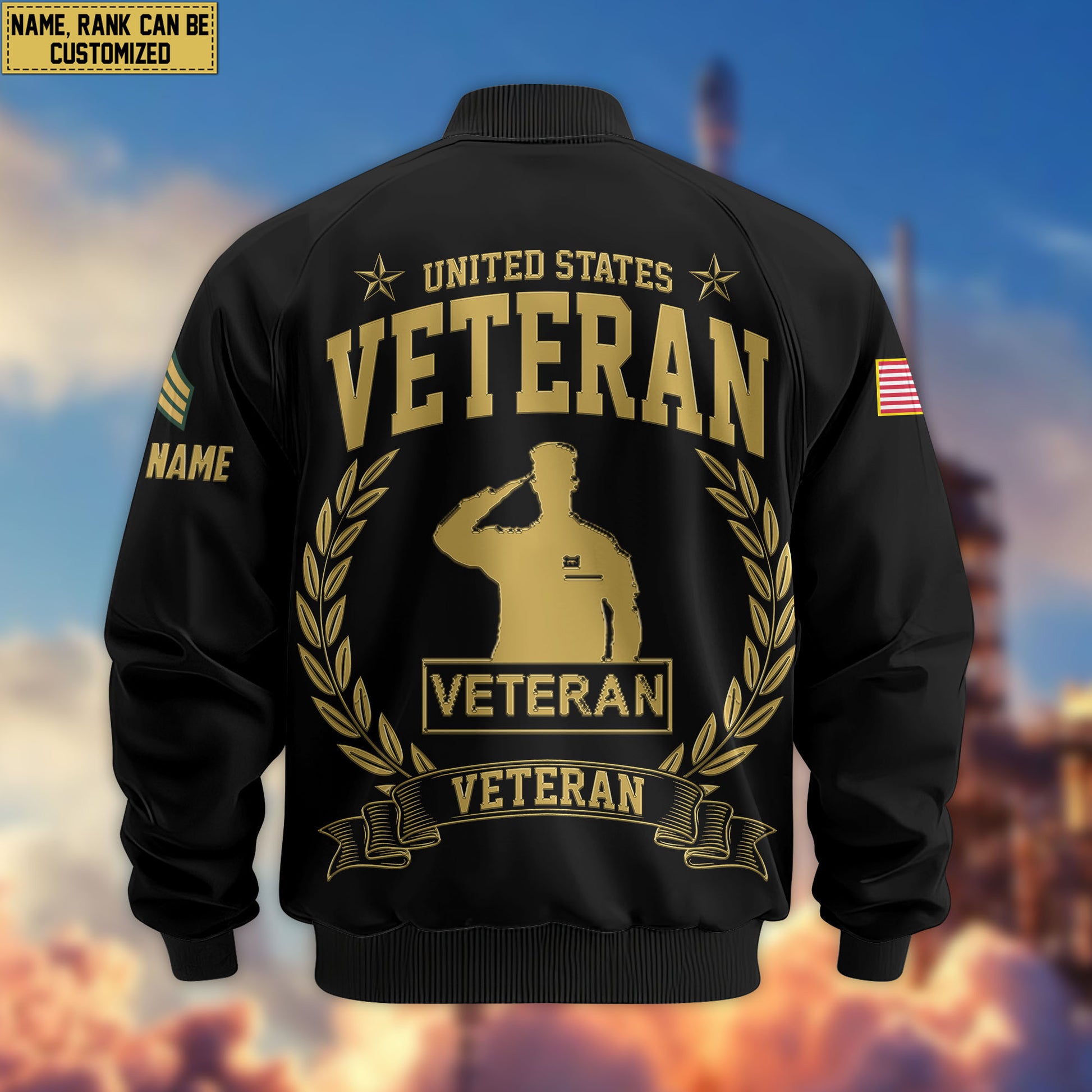 Premium Custom US Veteran Bomber Jacket VPVC803107, Gifts For US Veteran, Gifts On Father's Day, Veterans Day.