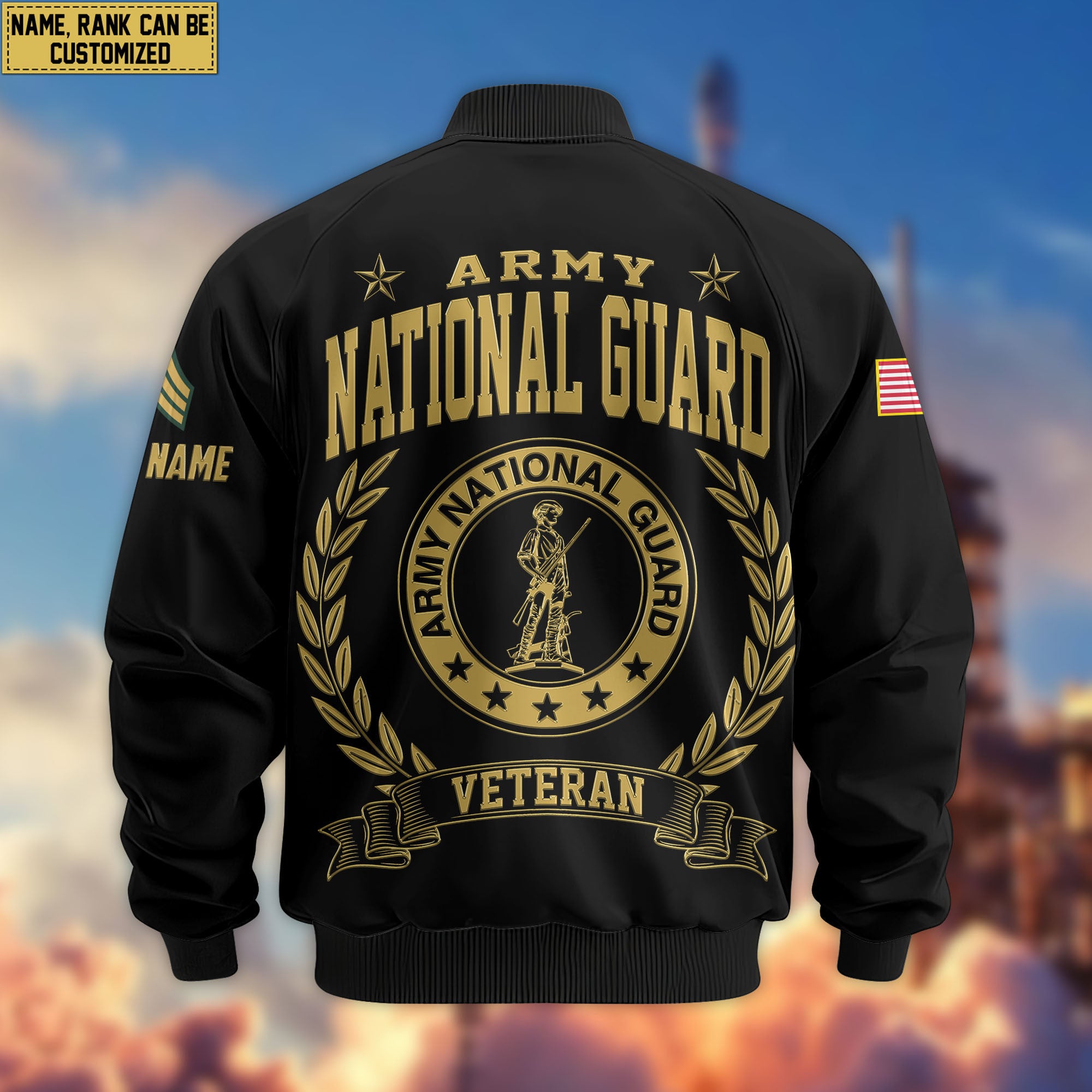 Premium Custom US Army National Guard Veteran Bomber Jacket VPVC803108, Gifts For Army National Guard Veteran, Gifts On Father's Day, Veterans Day.