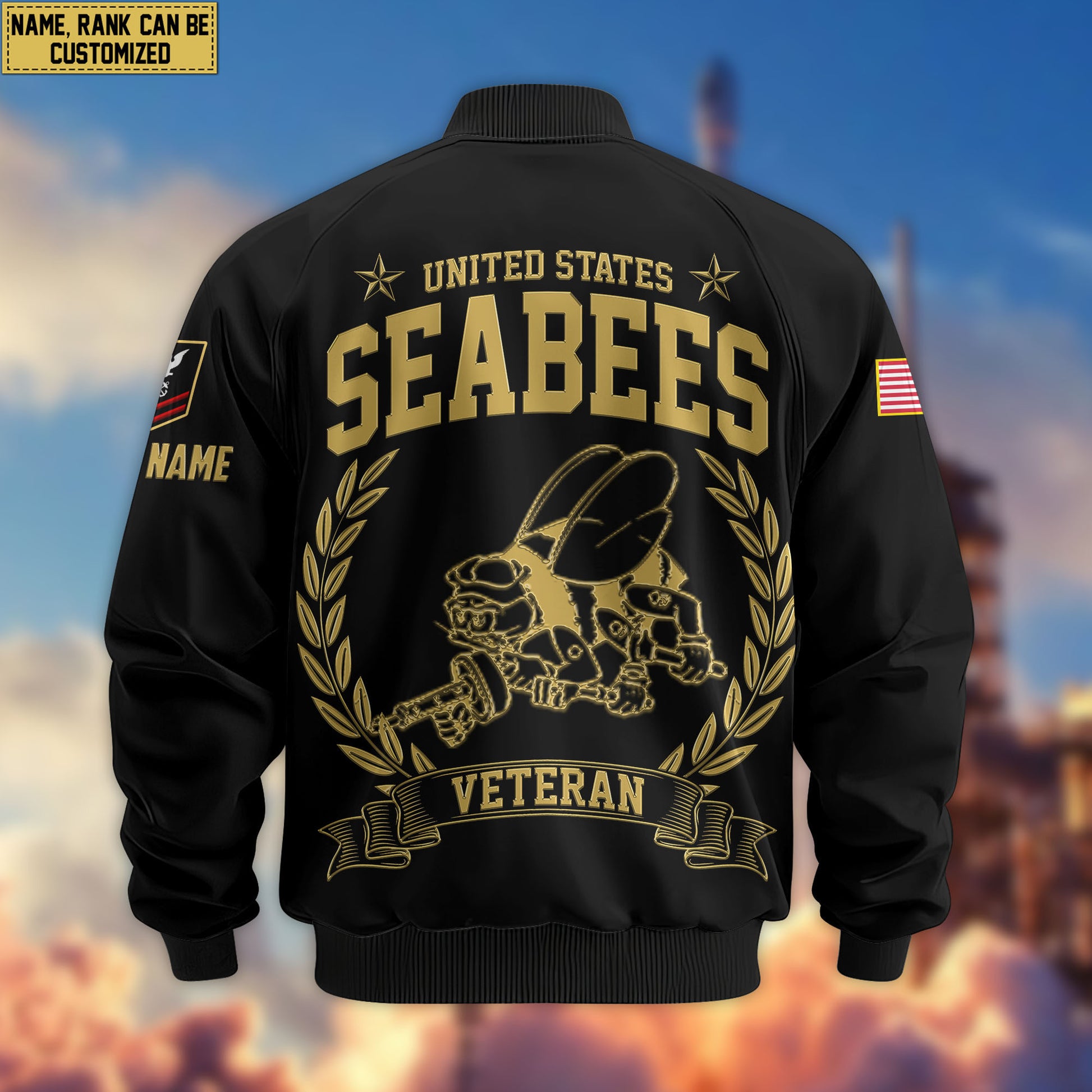 Premium Custom US Seabees Bomber Jacket VPVC803109, Gifts For Seabees Veteran, Gifts On Father's Day, Veterans Day.