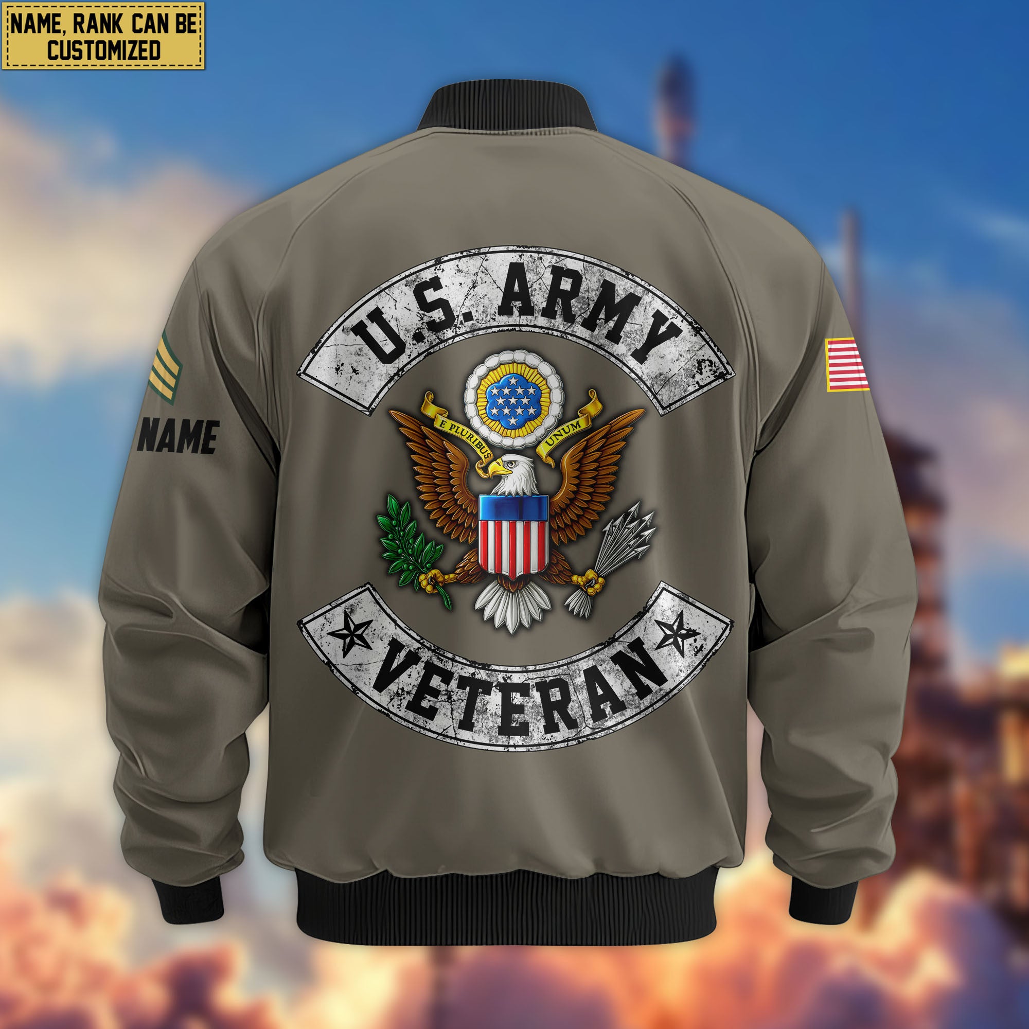 Premium Custom US Army Veteran Bomber Jacket VPVC803210, Gifts For US Army Veteran, Gifts On Father's Day, Veterans Day.