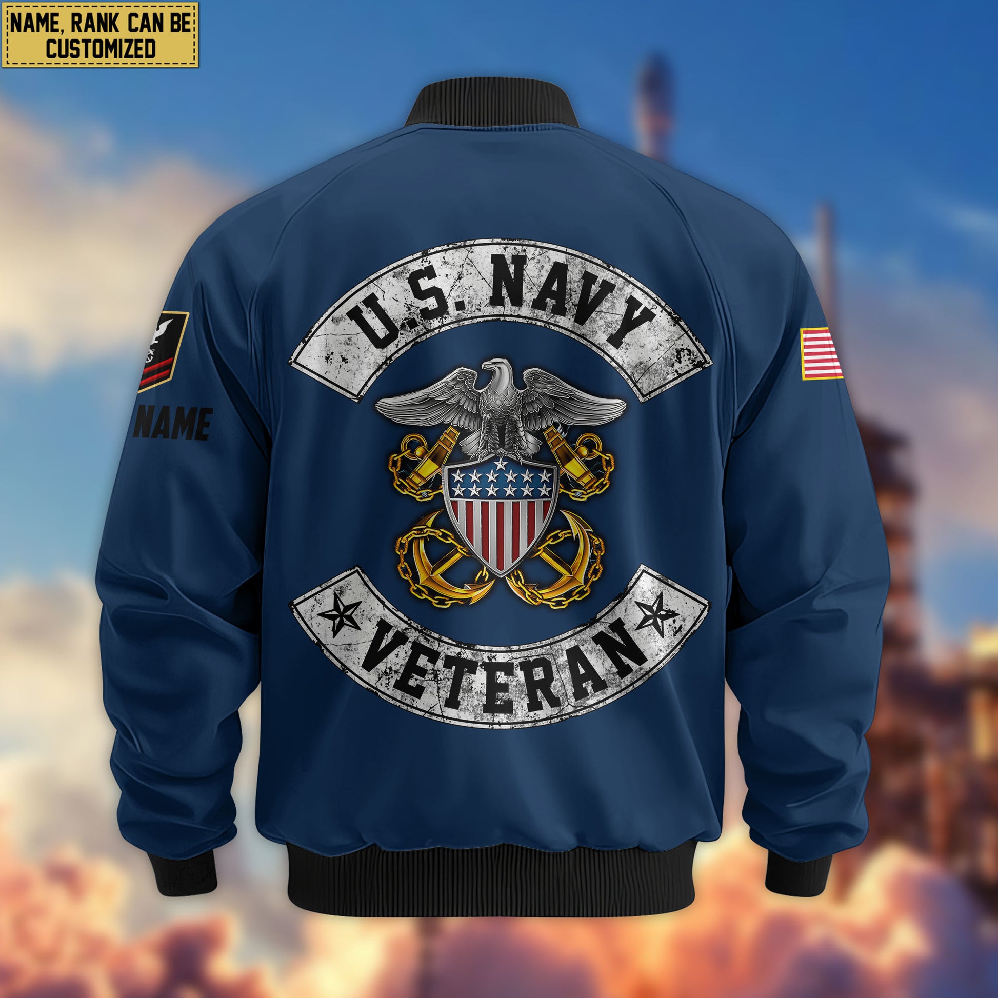 Premium Custom US Navy Veteran Bomber Jacket VPVC803202, Gifts For US Navy Veteran, Gifts On Father's Day, Veterans Day.