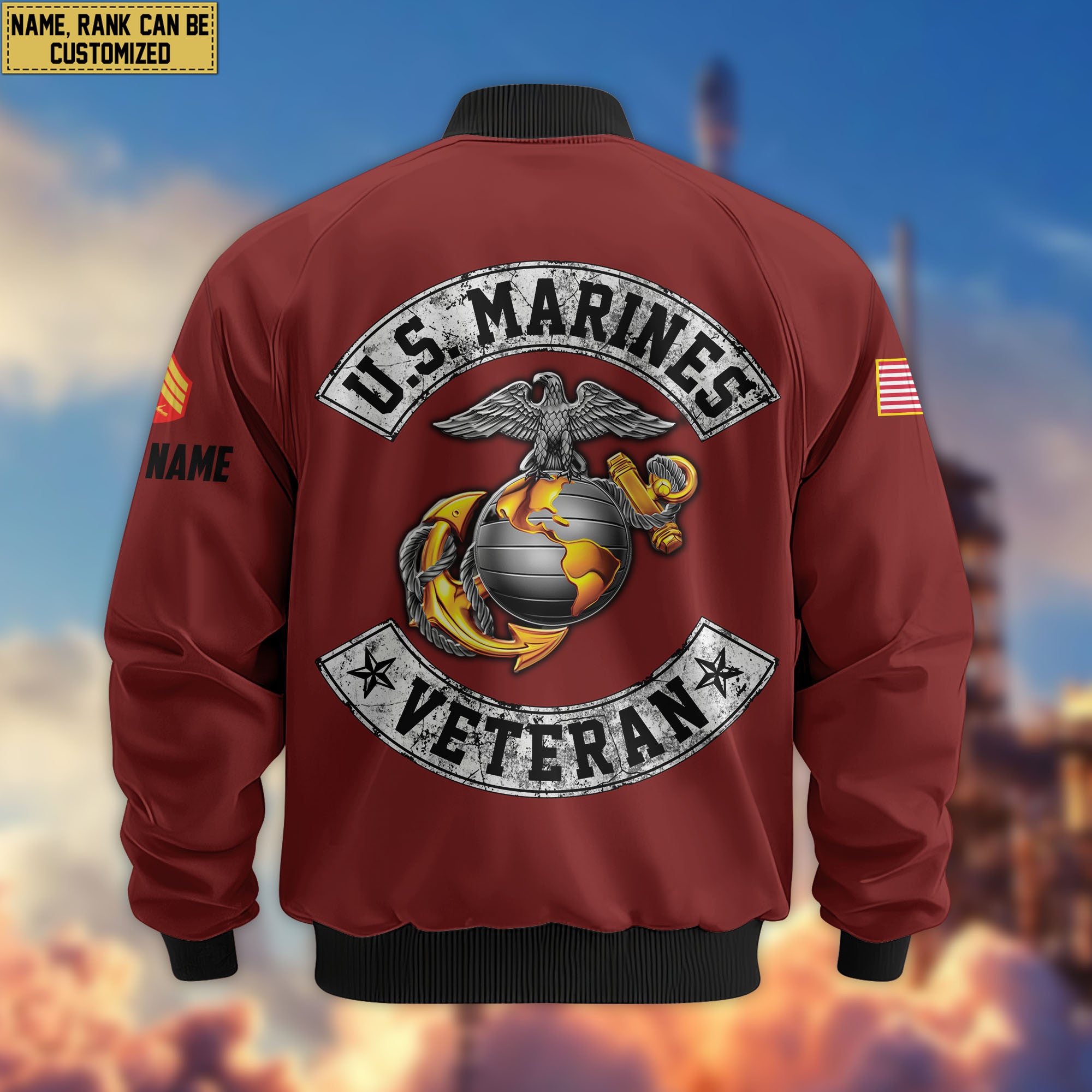 Premium Custom USMC Veteran Bomber Jacket VPVC803203, Gifts For US Marine Veteran, Gifts On Father's Day, Veterans Day.