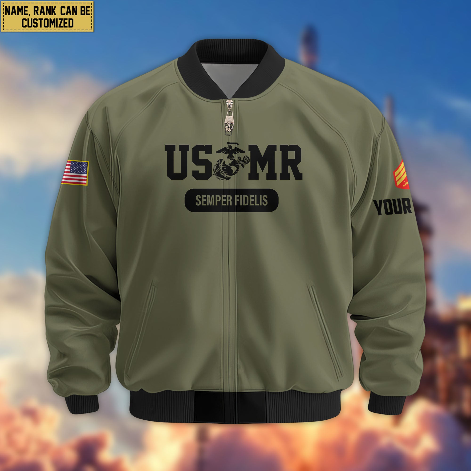 Premium Custom USMC Veteran Bomber Jacket VPVC803211, Gifts For US Marine Veteran, Gifts On Father's Day, Veterans Day.