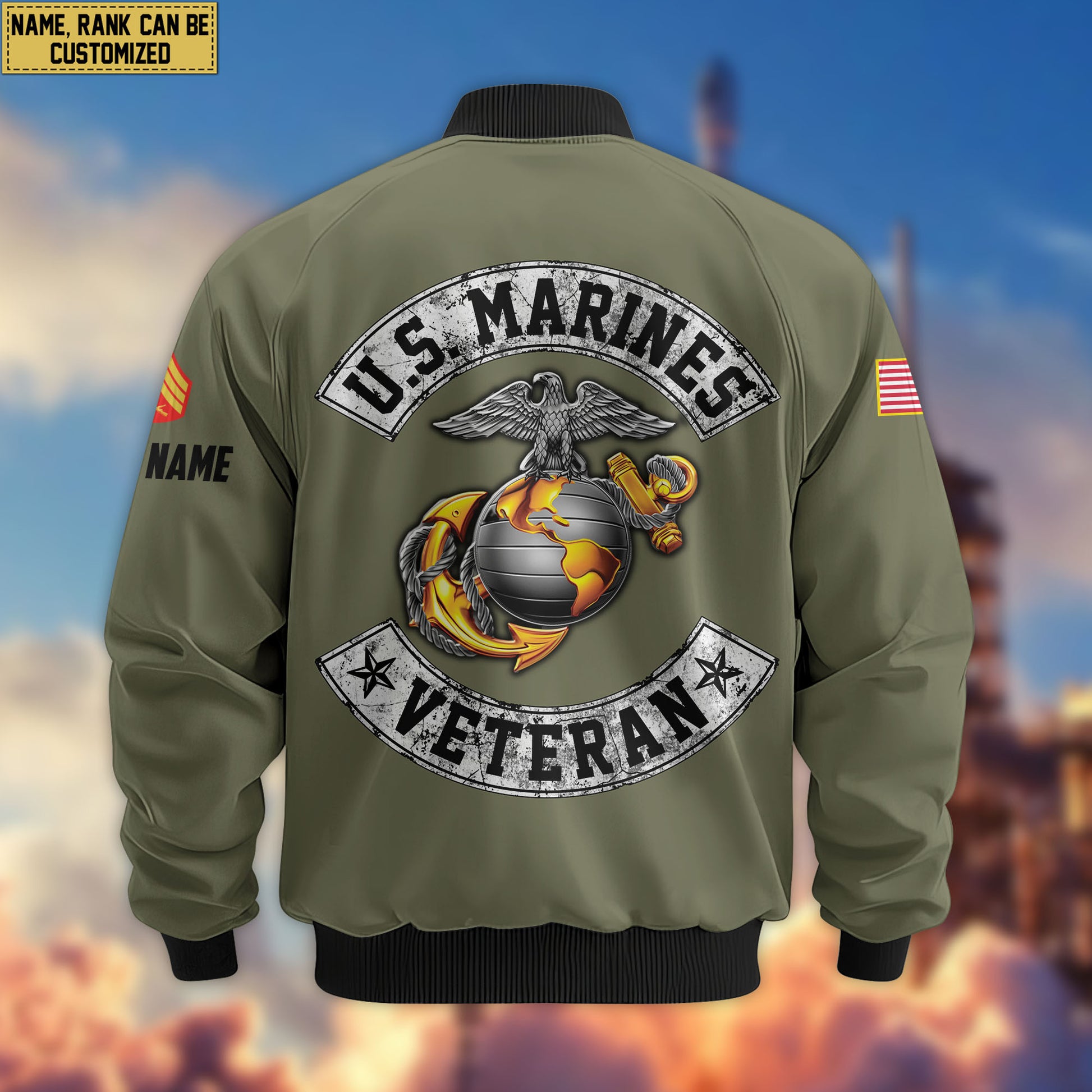 Premium Custom USMC Veteran Bomber Jacket VPVC803211, Gifts For US Marine Veteran, Gifts On Father's Day, Veterans Day.