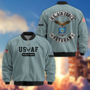 Premium Custom USAF Veteran Bomber Jacket VPVC803204, Gifts For US Air Force Veteran, Gifts On Father's Day, Veterans Day.