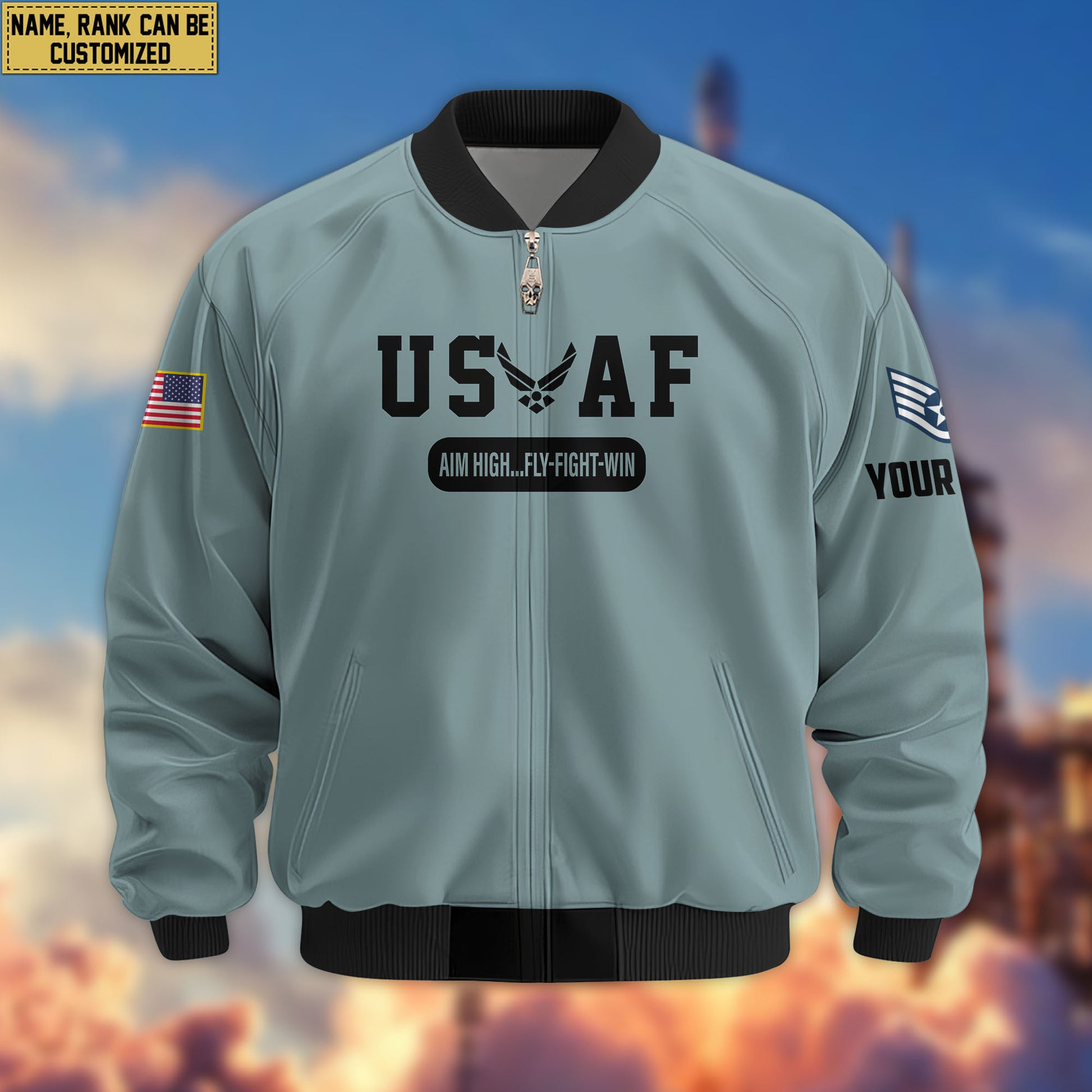 Premium Custom USAF Veteran Bomber Jacket VPVC803204, Gifts For US Air Force Veteran, Gifts On Father's Day, Veterans Day.