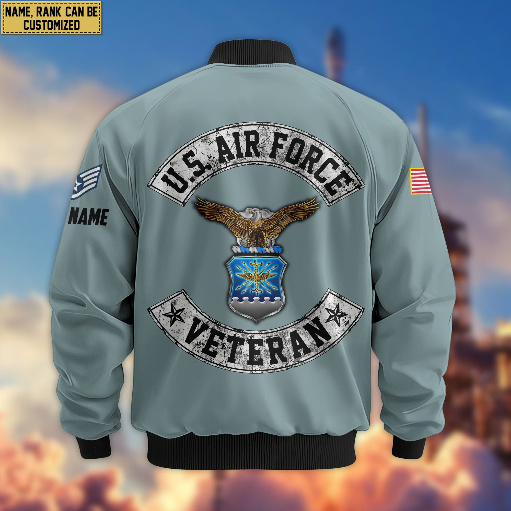 Premium Custom USAF Veteran Bomber Jacket VPVC803204, Gifts For US Air Force Veteran, Gifts On Father's Day, Veterans Day.