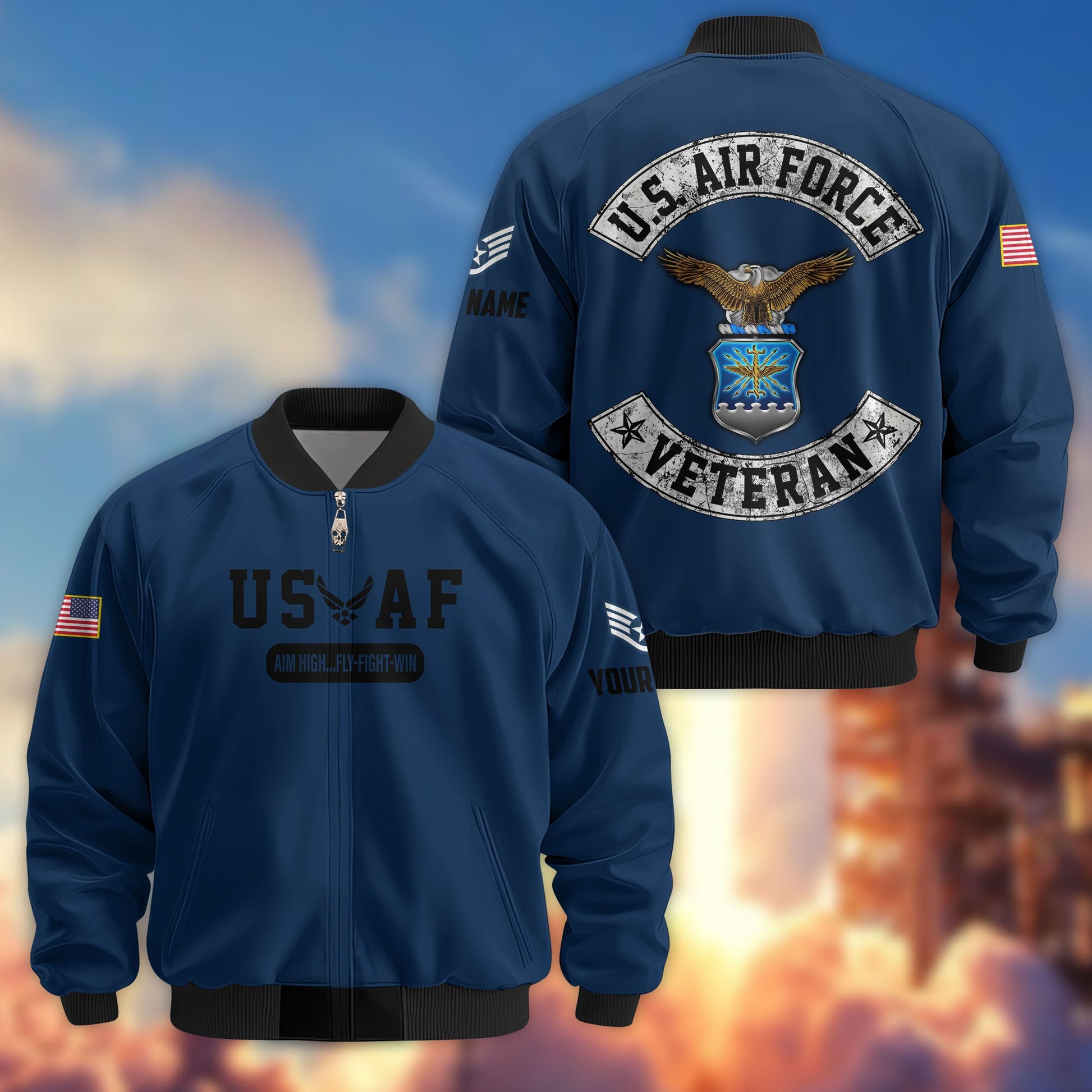 Premium Custom USAF Veteran Bomber Jacket VPVC803212, Gifts For US Air Force Veteran, Gifts On Father's Day, Veterans Day.