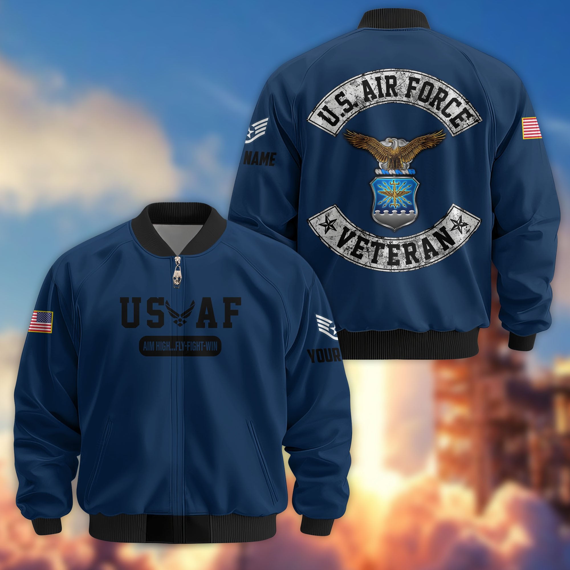Premium Custom USAF Veteran Bomber Jacket VPVC803212, Gifts For US Air Force Veteran, Gifts On Father's Day, Veterans Day.