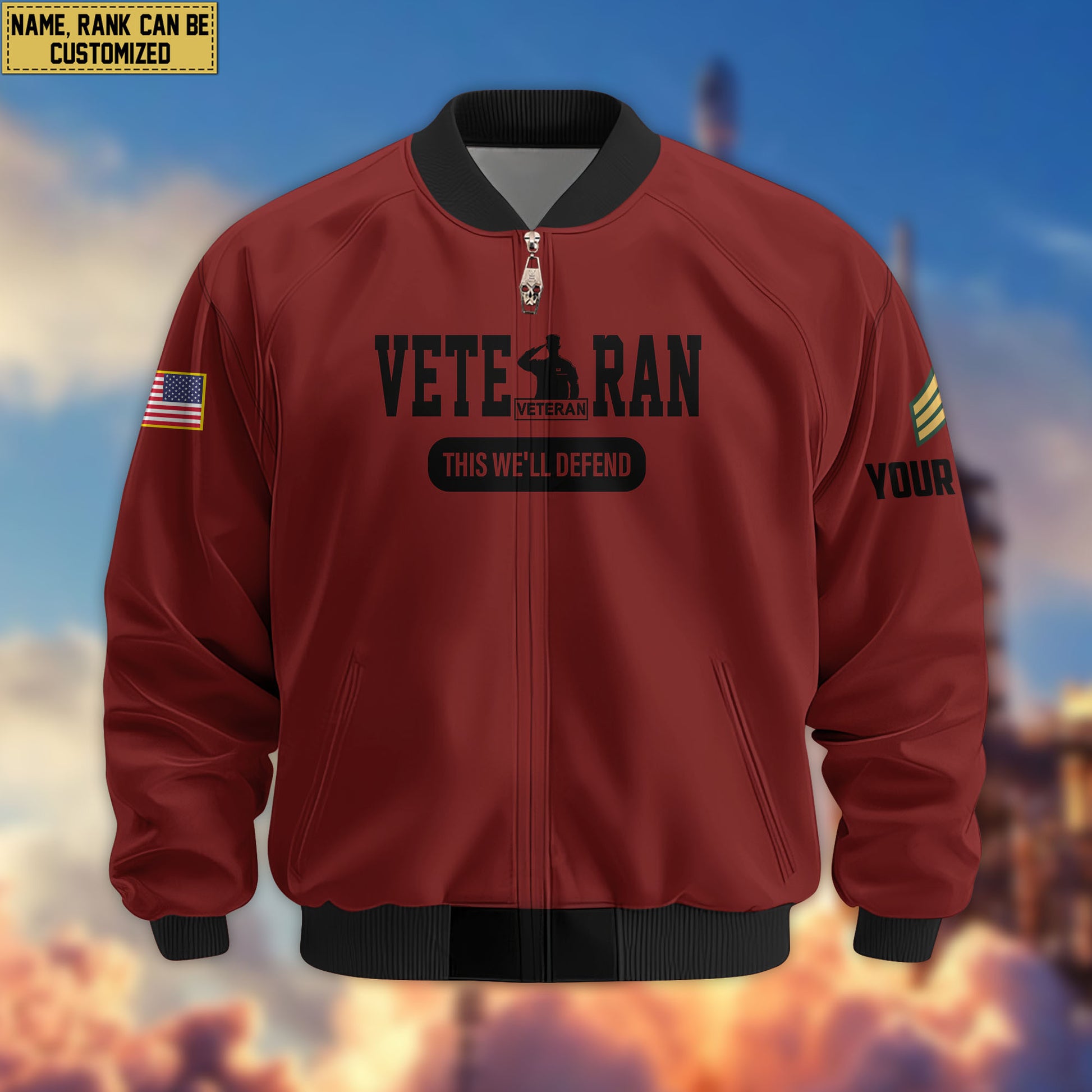Premium Custom US Veteran Bomber Jacket VPVC803207, Gifts For US Veteran, Gifts On Father's Day, Veterans Day.