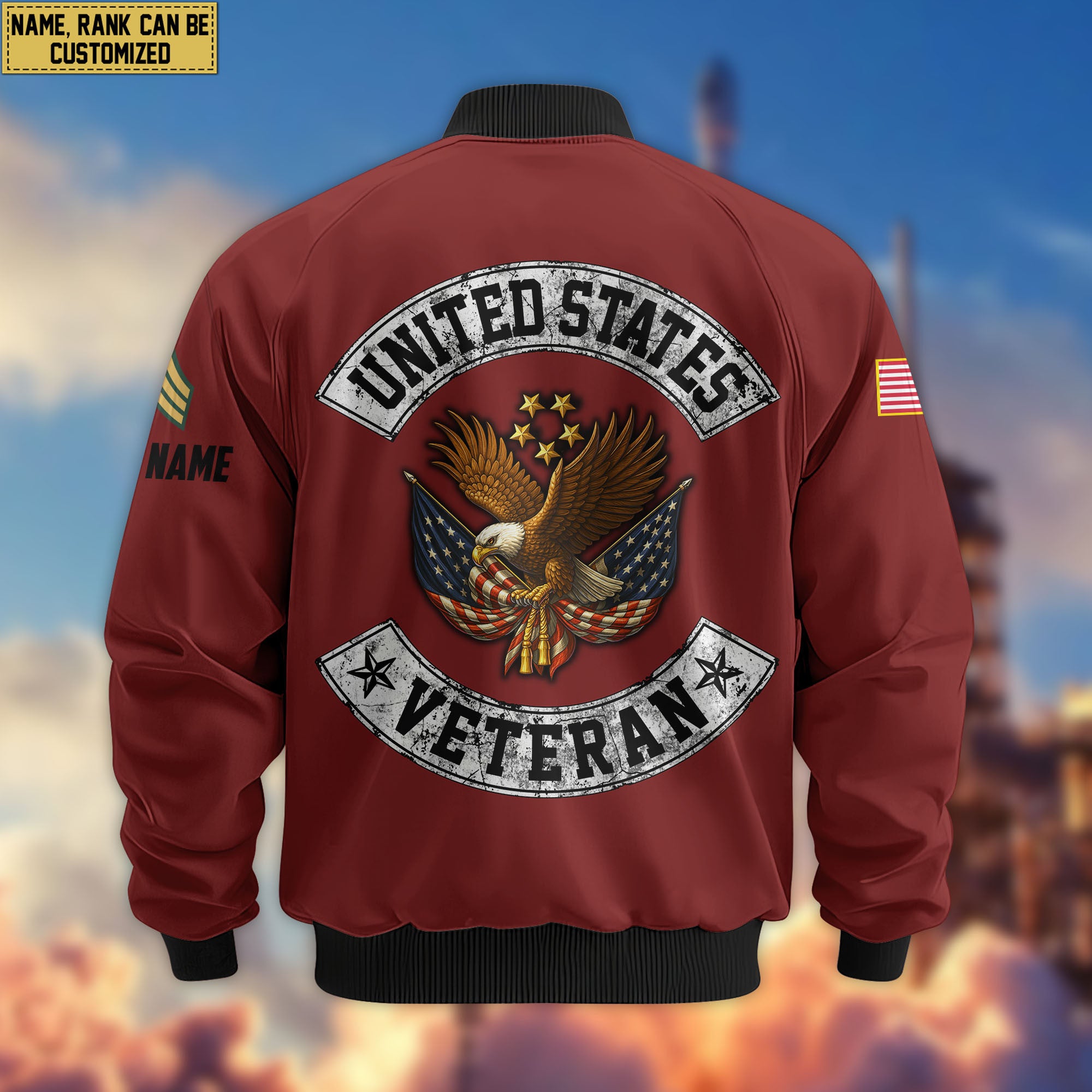 Premium Custom US Veteran Bomber Jacket VPVC803207, Gifts For US Veteran, Gifts On Father's Day, Veterans Day.
