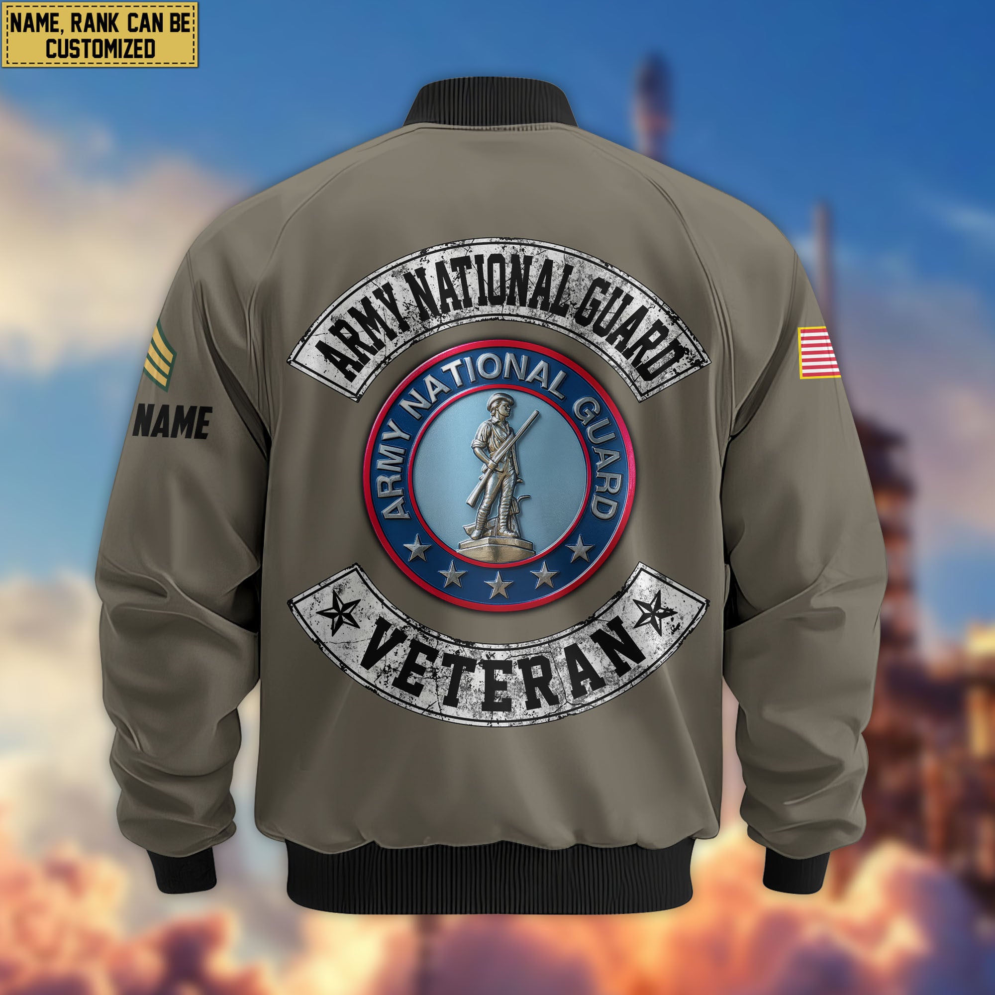 Premium Custom US Army National Guard Veteran Bomber Jacket VPVC803208, Gifts For Army National Guard Veteran, Gifts On Father's Day, Veterans Day.