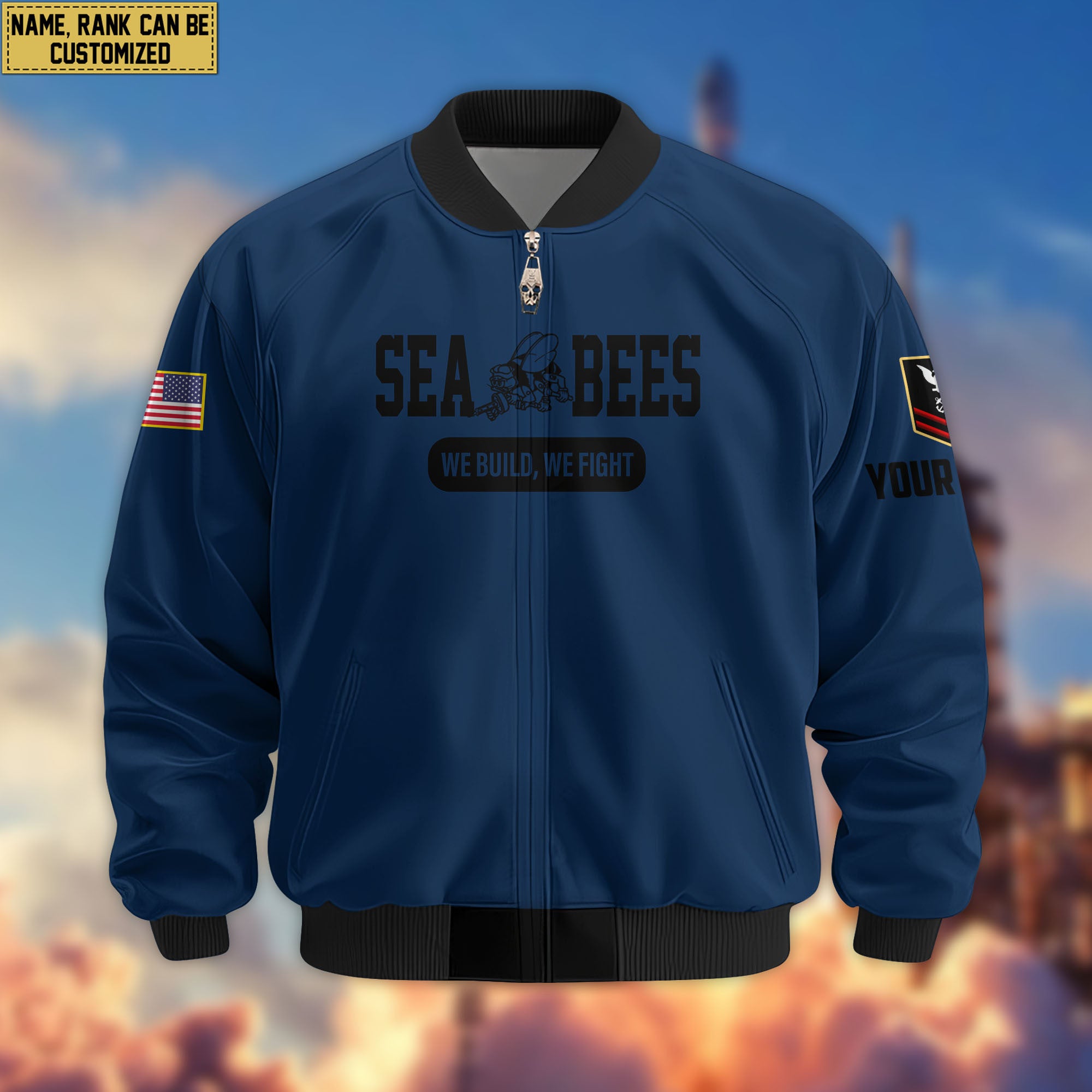 Premium Custom US Seabees Bomber Jacket VPVC803209, Gifts For Seabees Veteran, Gifts On Father's Day, Veterans Day.