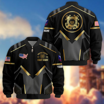 Premium Custom USCG Veteran Bomber Jacket VPVC803305, Gifts For Coast Guard Veteran, Gifts On Father's Day, Veterans Day.