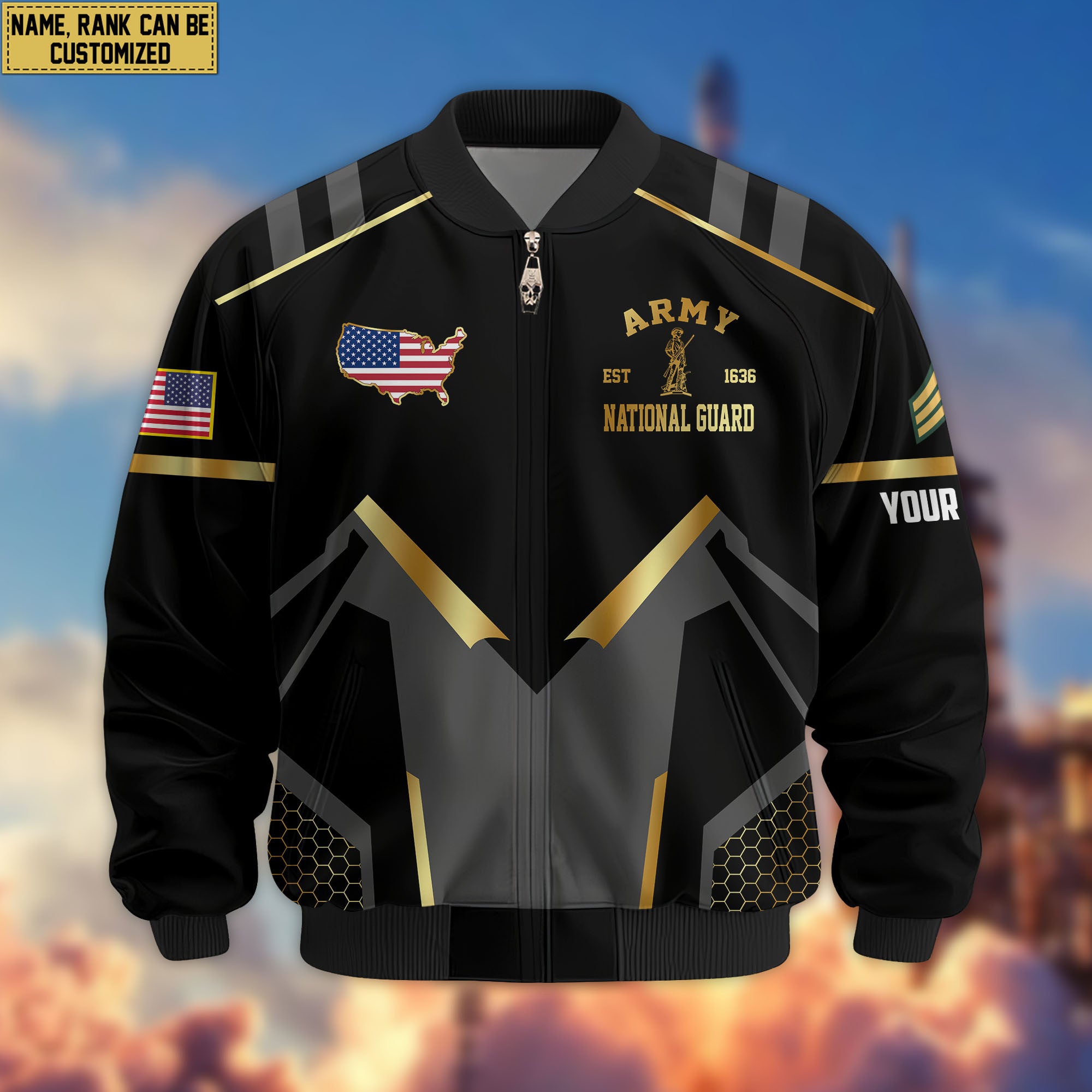 Premium Custom US Army National Guard Veteran Bomber Jacket VPVC803308, Gifts For Army National Guard Veteran, Gifts On Father's Day, Veterans Day.