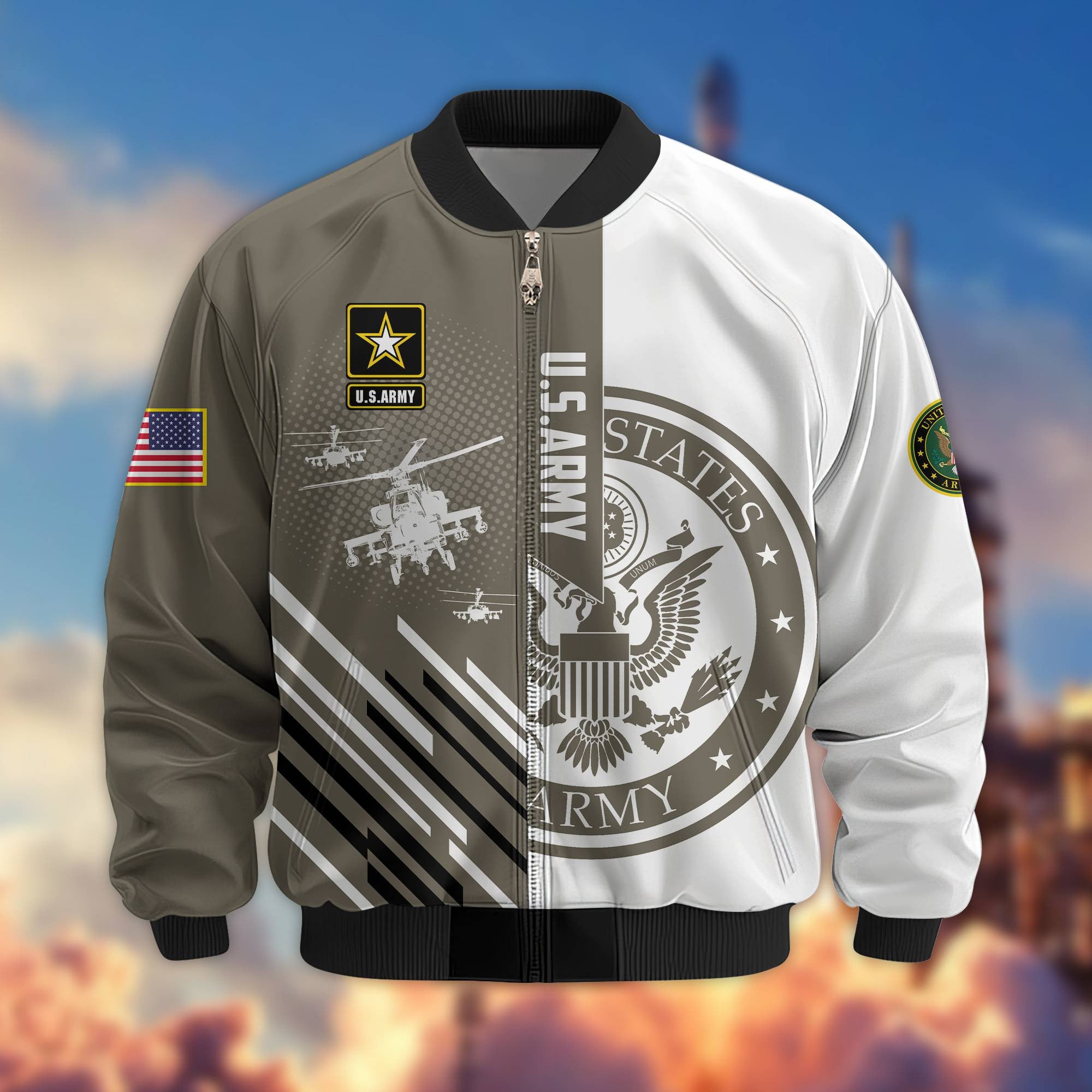 Premium US Army Veteran Bomber Jacket VPVC803401, Gifts For US Army Veteran, Gifts On Father's Day, Veterans Day.