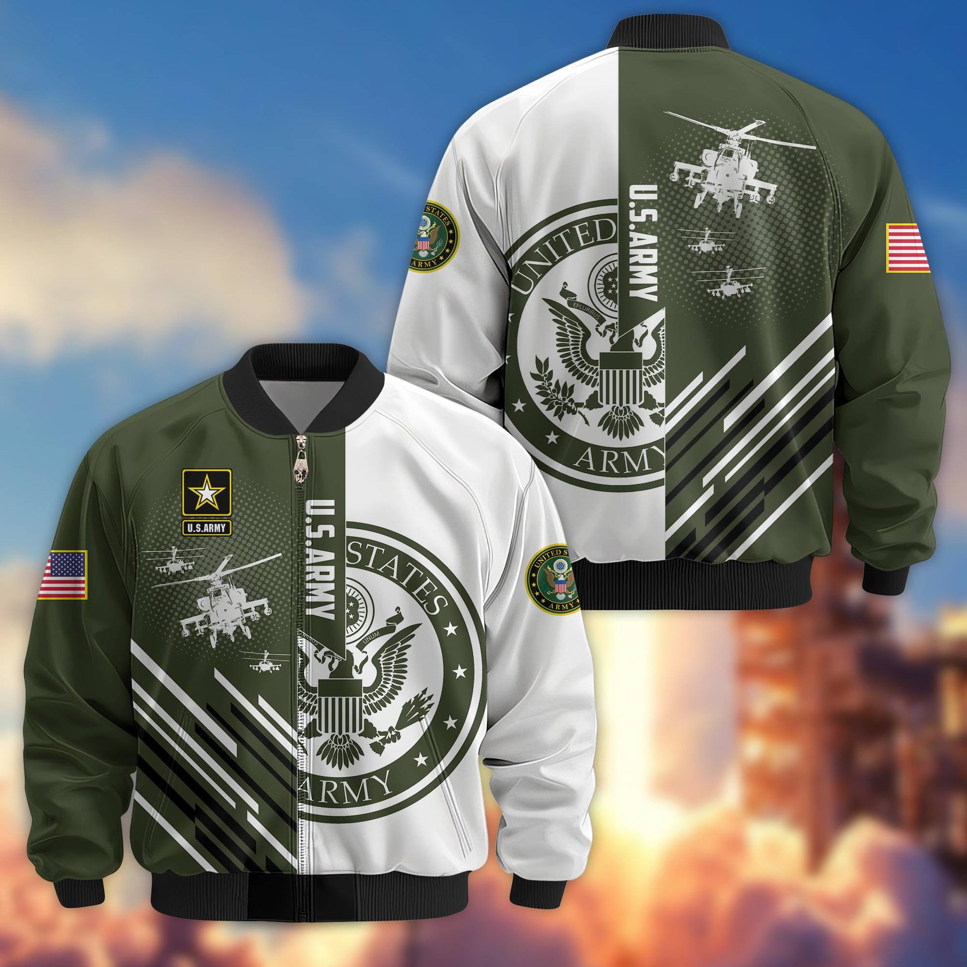 Premium US Army Veteran Bomber Jacket VPVC803410, Gifts For US Army Veteran, Gifts On Father's Day, Veterans Day.