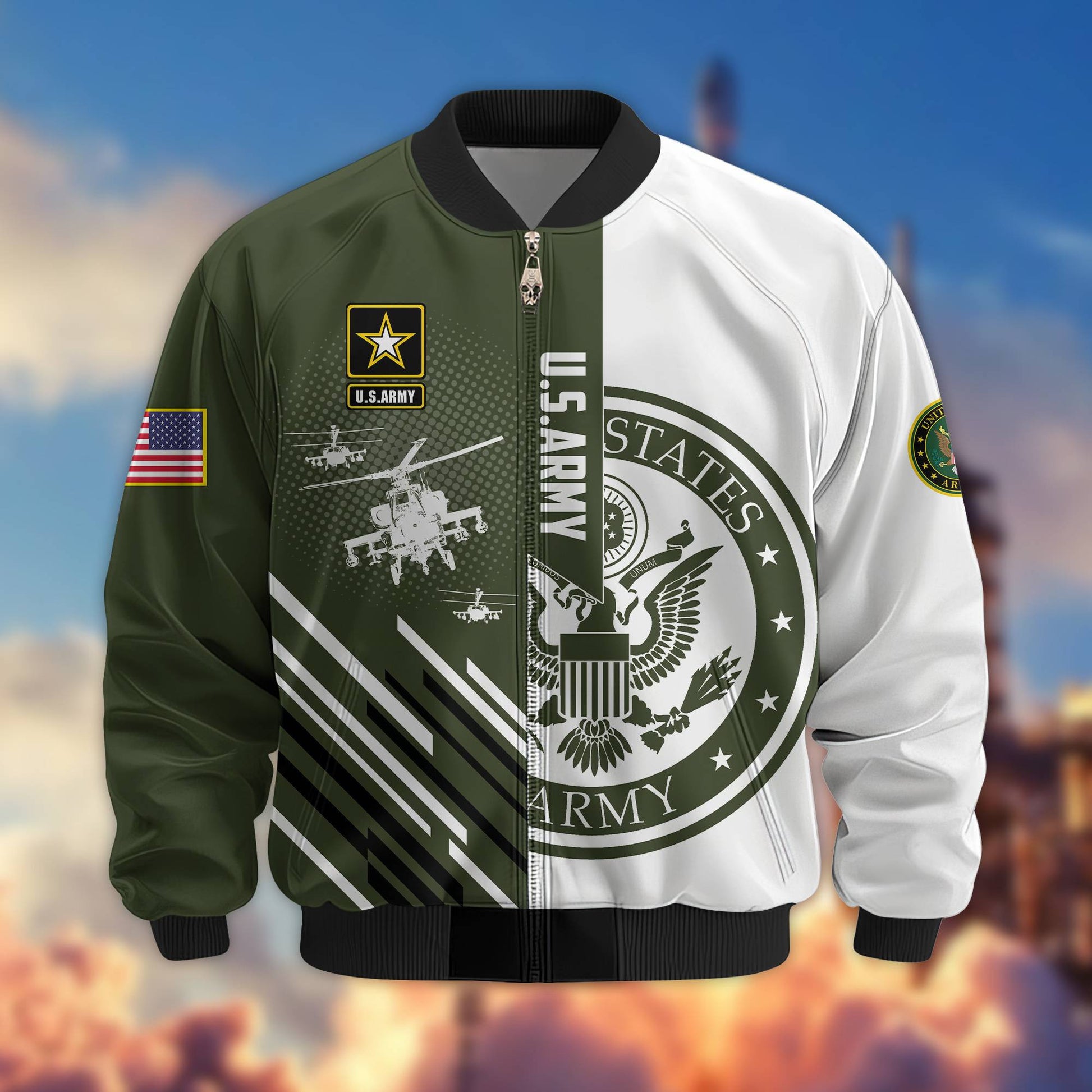 Premium US Army Veteran Bomber Jacket VPVC803410, Gifts For US Army Veteran, Gifts On Father's Day, Veterans Day.