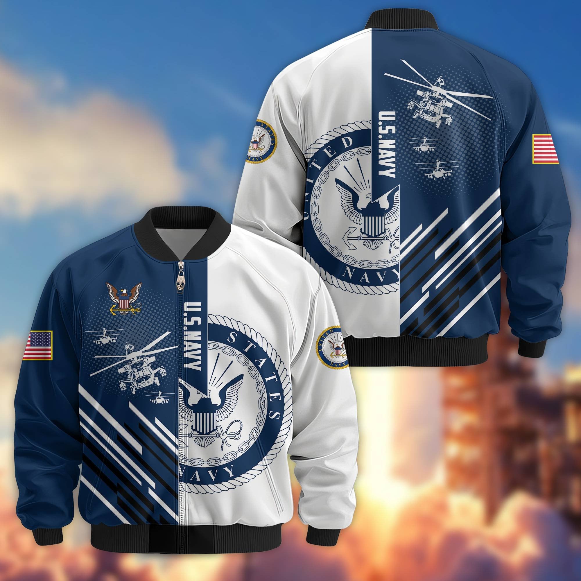 Premium US Navy Veteran Bomber Jacket VPVC803402, Gifts For US Navy Veteran, Gifts On Father's Day, Veterans Day.