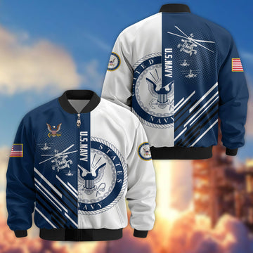 Premium US Navy Veteran Bomber Jacket VPVC803402, Gifts For US Navy Veteran, Gifts On Father's Day, Veterans Day.