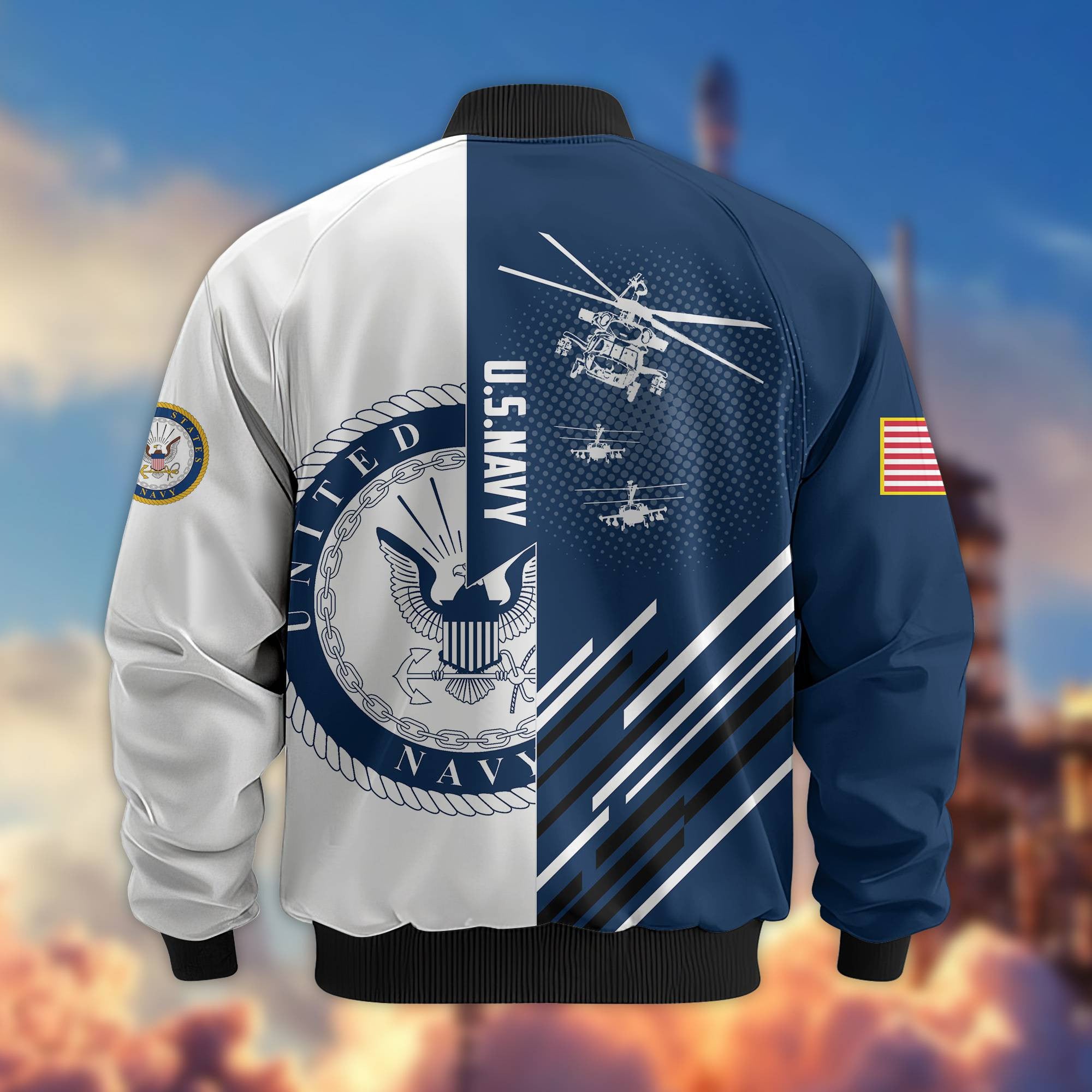 Premium US Navy Veteran Bomber Jacket VPVC803402, Gifts For US Navy Veteran, Gifts On Father's Day, Veterans Day.