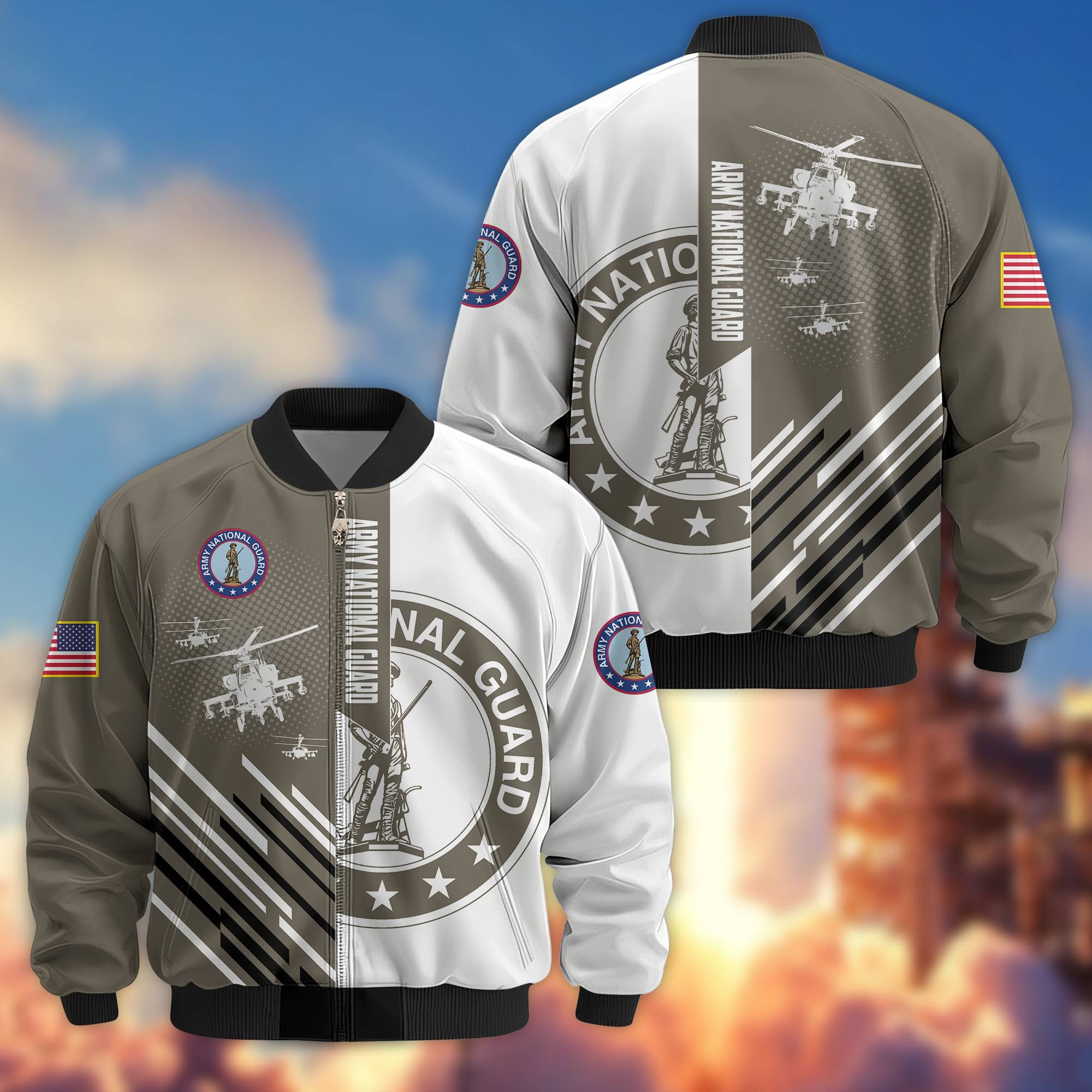 Premium US Army National Guard Veteran Bomber Jacket VPVC803408, Gifts For Army National Guard Veteran, Gifts On Father's Day, Veterans Day.