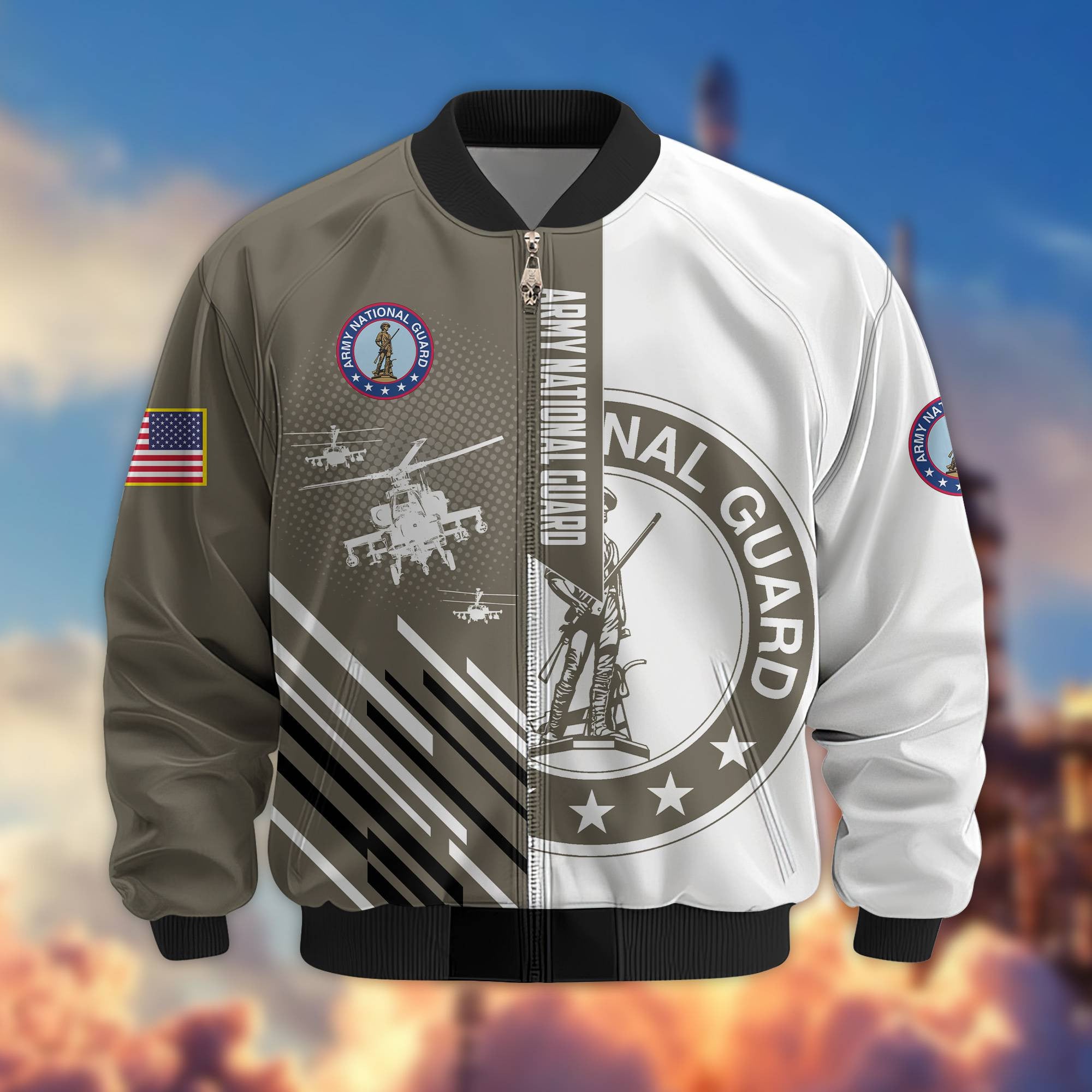 Premium US Army National Guard Veteran Bomber Jacket VPVC803408, Gifts For Army National Guard Veteran, Gifts On Father's Day, Veterans Day.