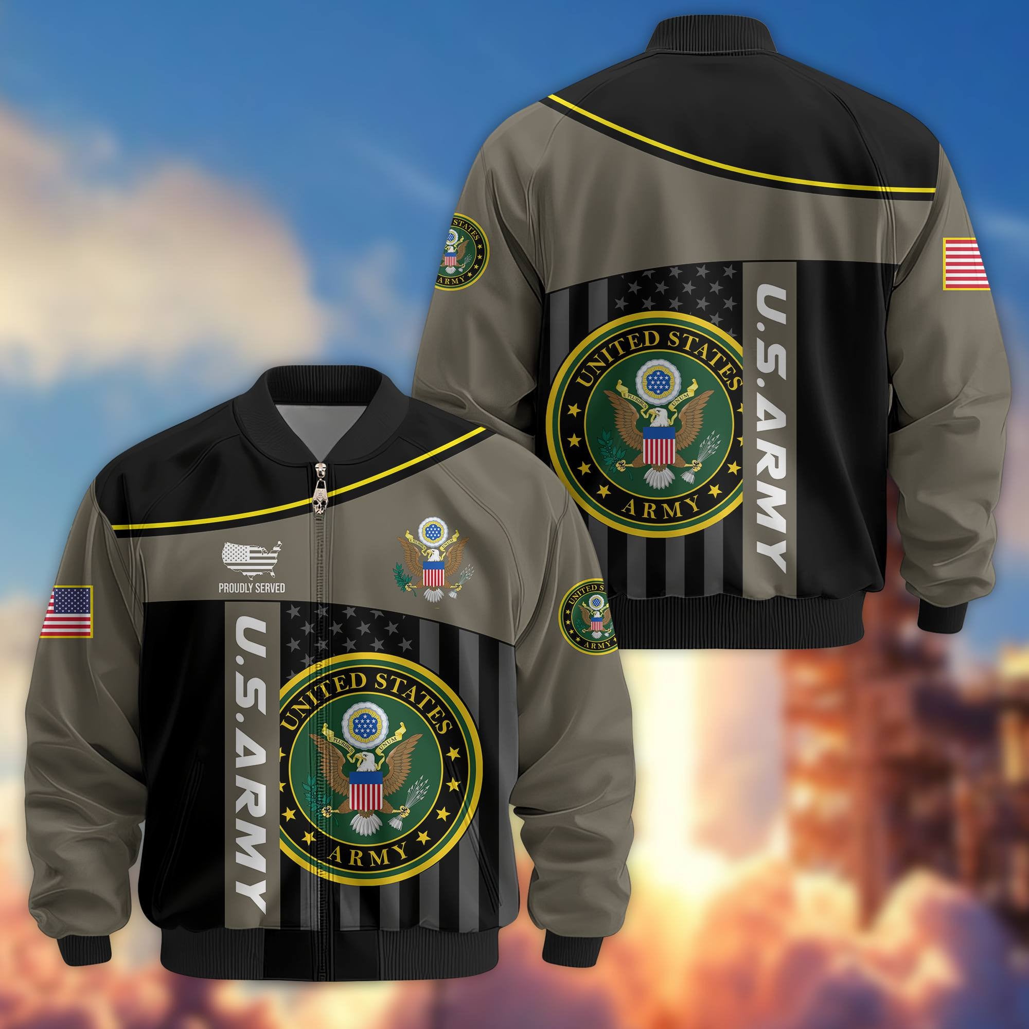 Premium US Army Veteran Bomber Jacket VPVC803501, Gifts For US Army Veteran, Gifts On Father's Day, Veterans Day.