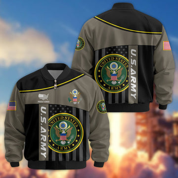 Premium US Army Veteran Bomber Jacket VPVC803501, Gifts For US Army Veteran, Gifts On Father's Day, Veterans Day.