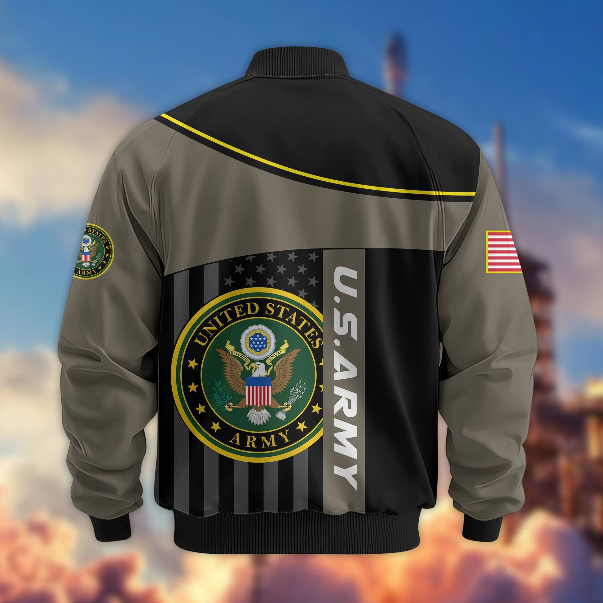 Premium US Army Veteran Bomber Jacket VPVC803501, Gifts For US Army Veteran, Gifts On Father's Day, Veterans Day.