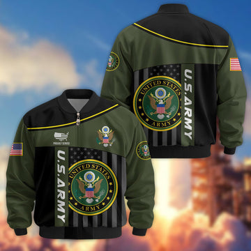 Premium US Army Veteran Bomber Jacket VPVC803510, Gifts For US Army Veteran, Gifts On Father's Day, Veterans Day.