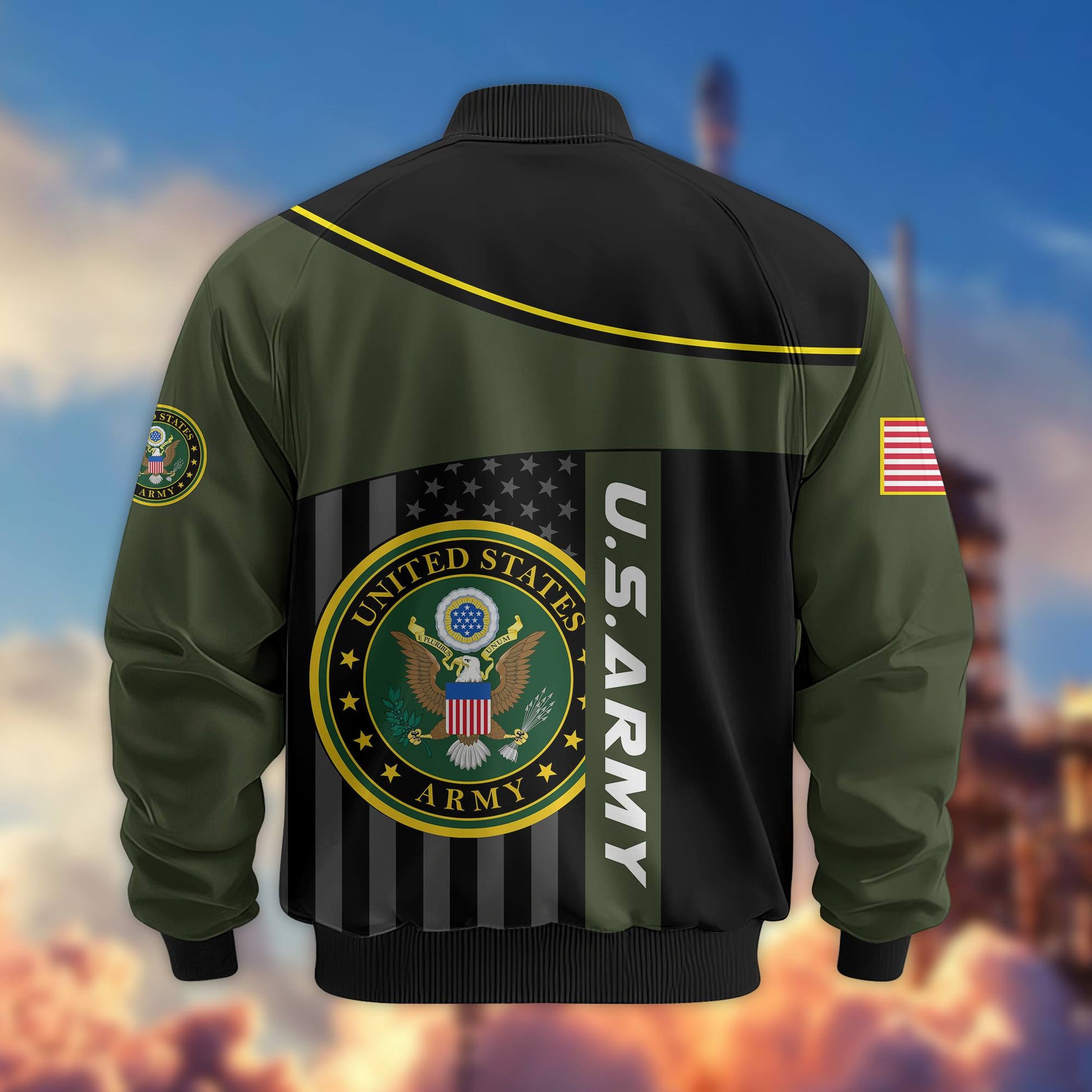 Premium US Army Veteran Bomber Jacket VPVC803510, Gifts For US Army Veteran, Gifts On Father's Day, Veterans Day.