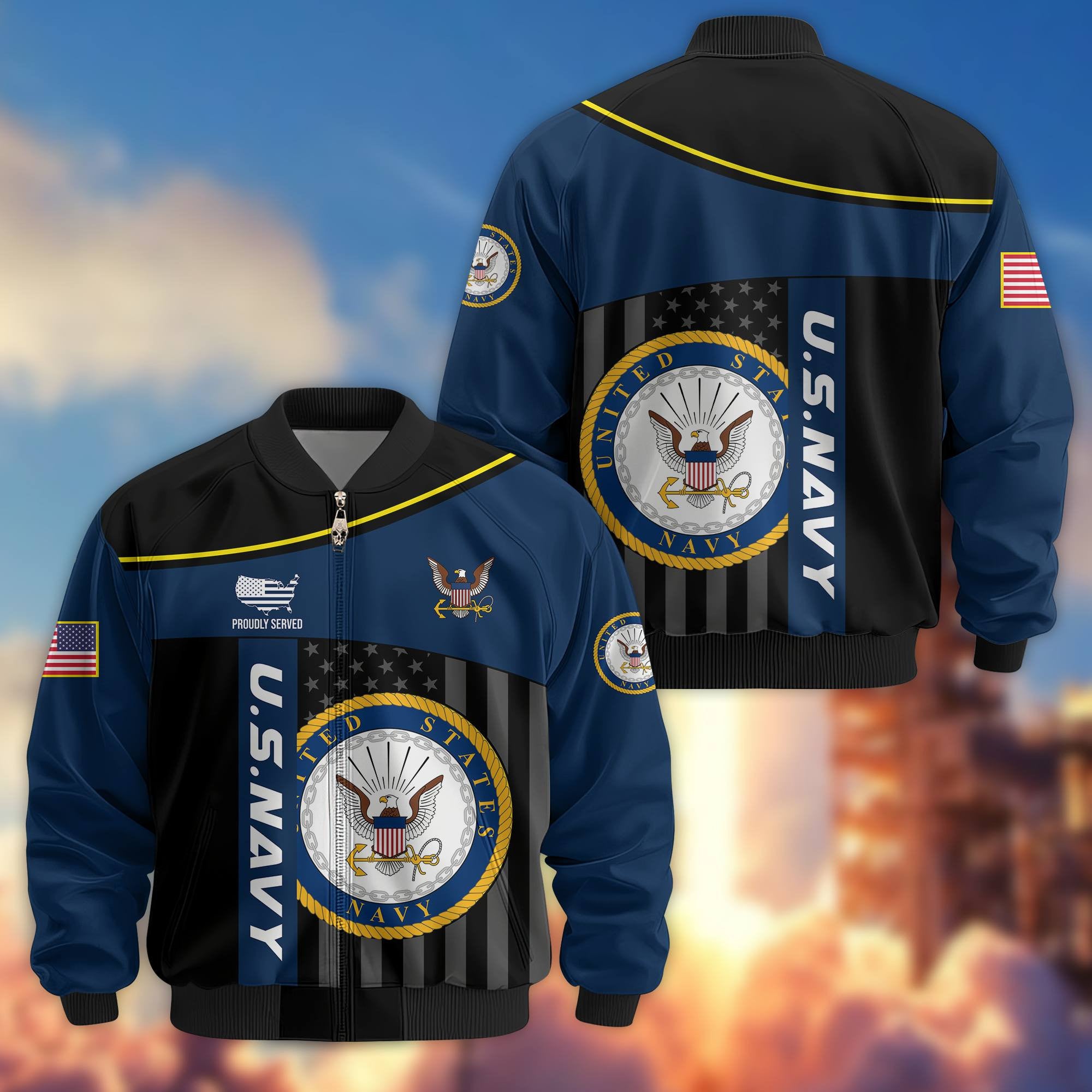Premium US Navy Veteran Bomber Jacket VPVC803502, Gifts For US Navy Veteran, Gifts On Father's Day, Veterans Day.