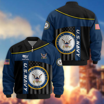 Premium US Navy Veteran Bomber Jacket VPVC803502, Gifts For US Navy Veteran, Gifts On Father's Day, Veterans Day.