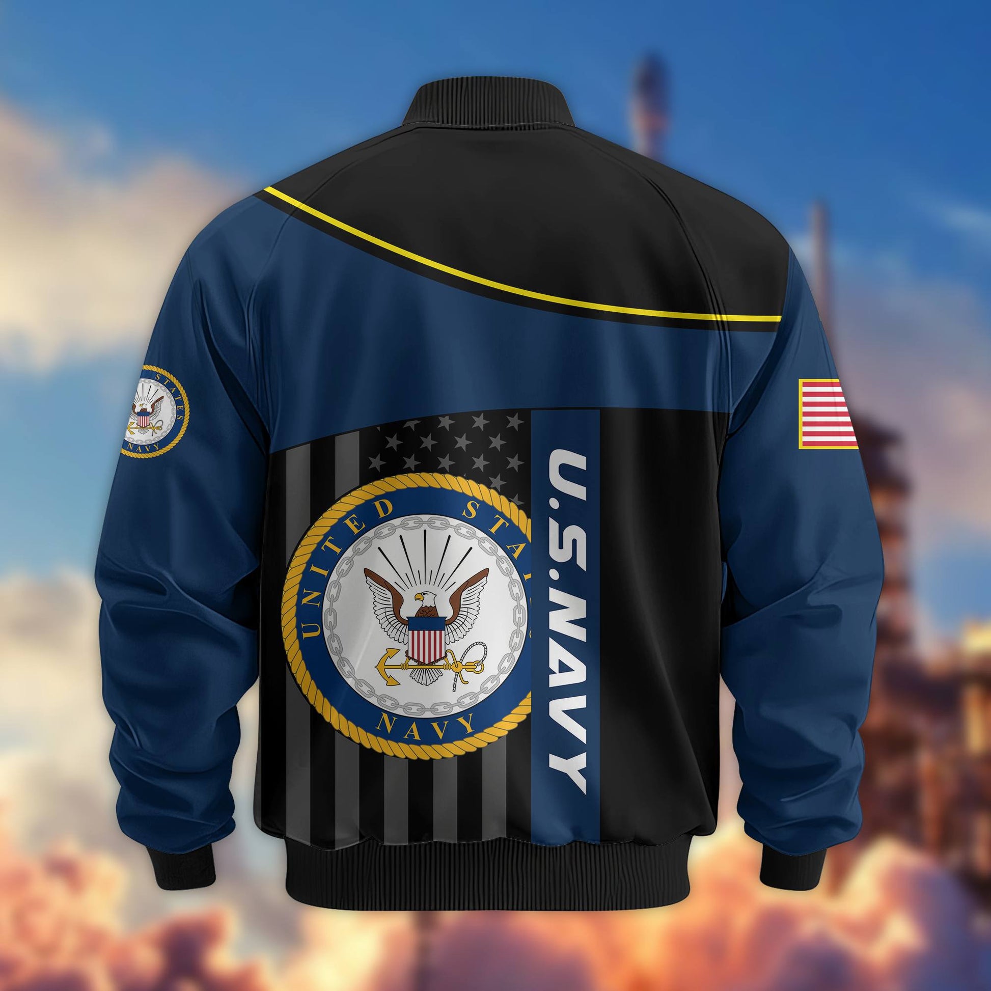 Premium US Navy Veteran Bomber Jacket VPVC803502, Gifts For US Navy Veteran, Gifts On Father's Day, Veterans Day.