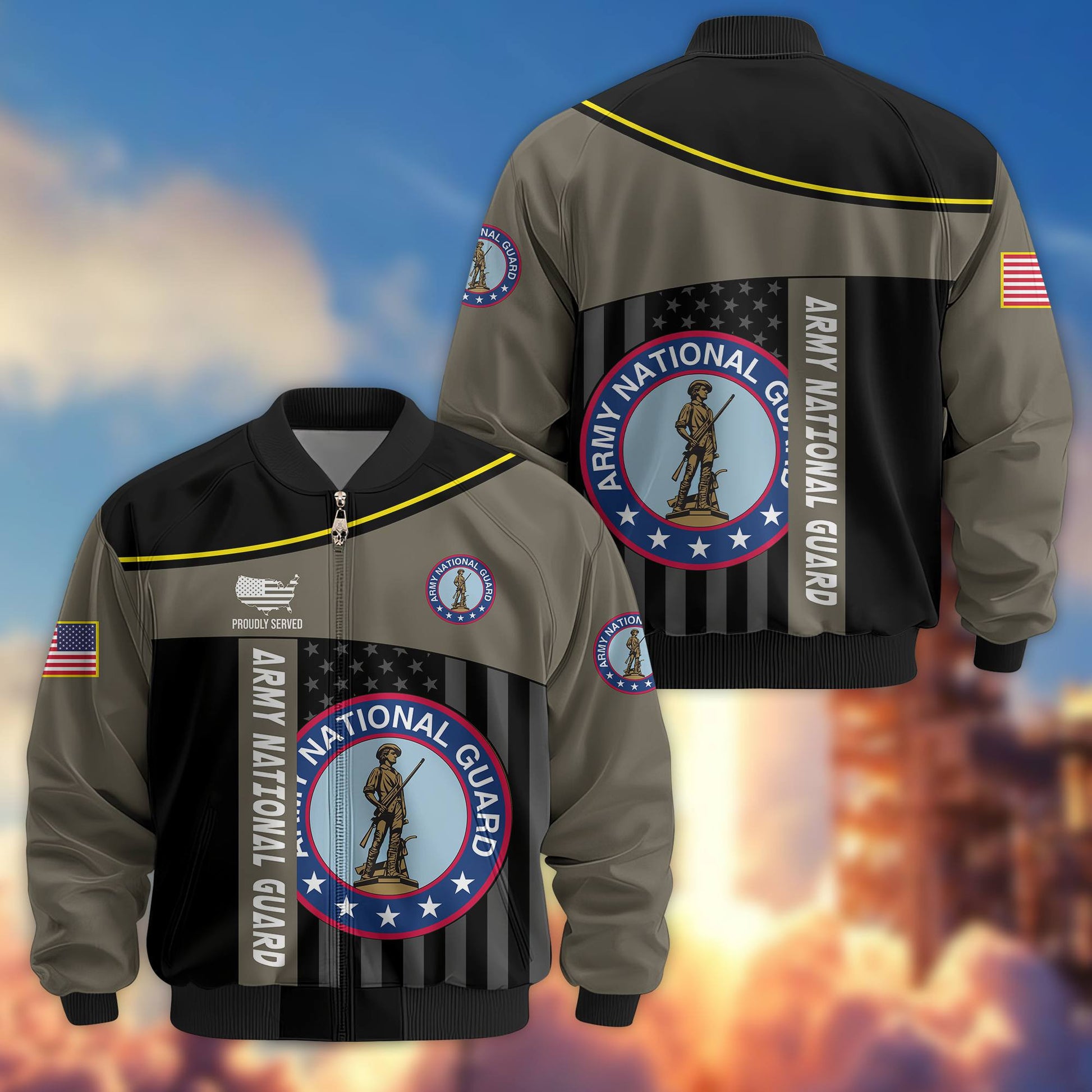 Premium US Army National Guard Veteran Bomber Jacket VPVC803508, Gifts For Army National Guard Veteran, Gifts On Father's Day, Veterans Day.