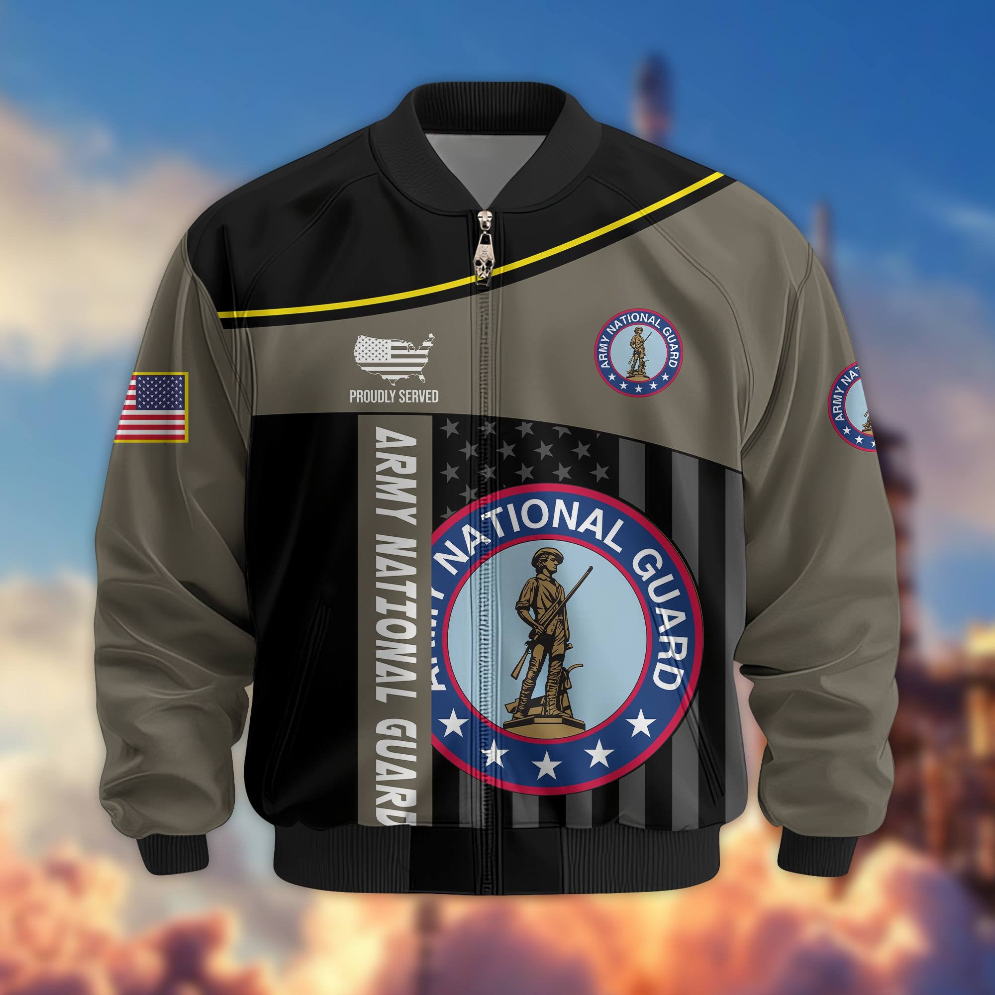Premium US Army National Guard Veteran Bomber Jacket VPVC803508, Gifts For Army National Guard Veteran, Gifts On Father's Day, Veterans Day.