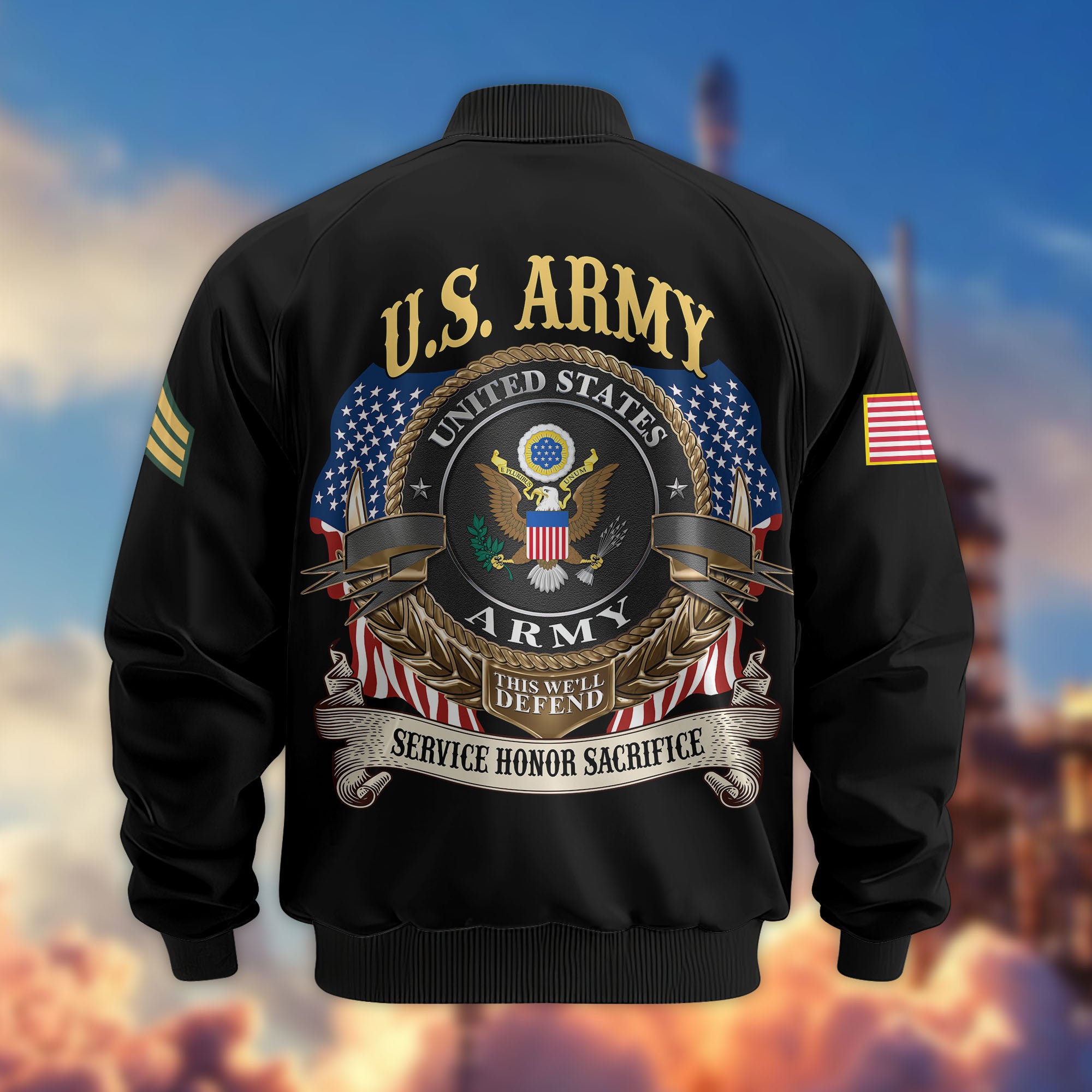 Premium Custom US Army Veteran Bomber Jacket VPVC803601, Gifts For US Army Veteran, Gifts On Father's Day, Veterans Day.