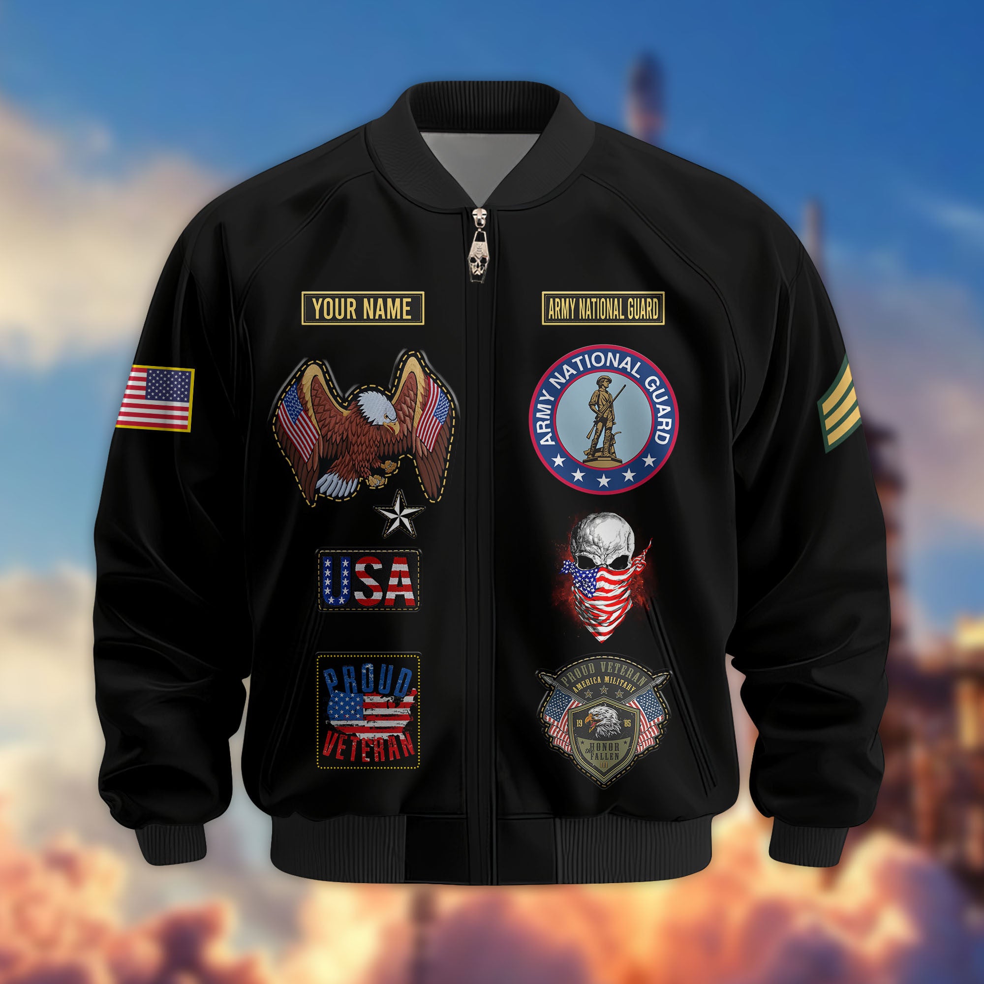 Premium Custom US Army National Guard Veteran Bomber Jacket VPVC803608, Gifts For Army National Guard Veteran, Gifts On Father's Day, Veterans Day.