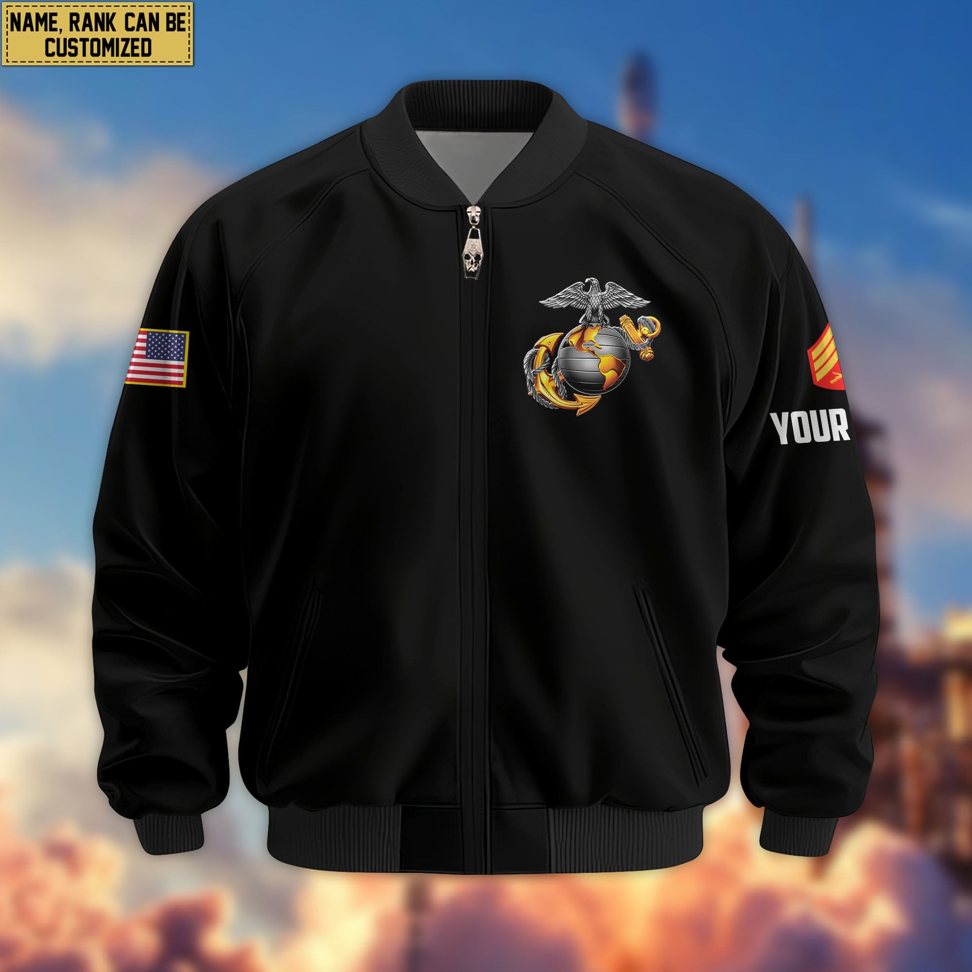 Premium Custom USMC Veteran Bomber Jacket VPVC803703, Gifts For US Marine Veteran, Gifts On Father's Day, Veterans Day.