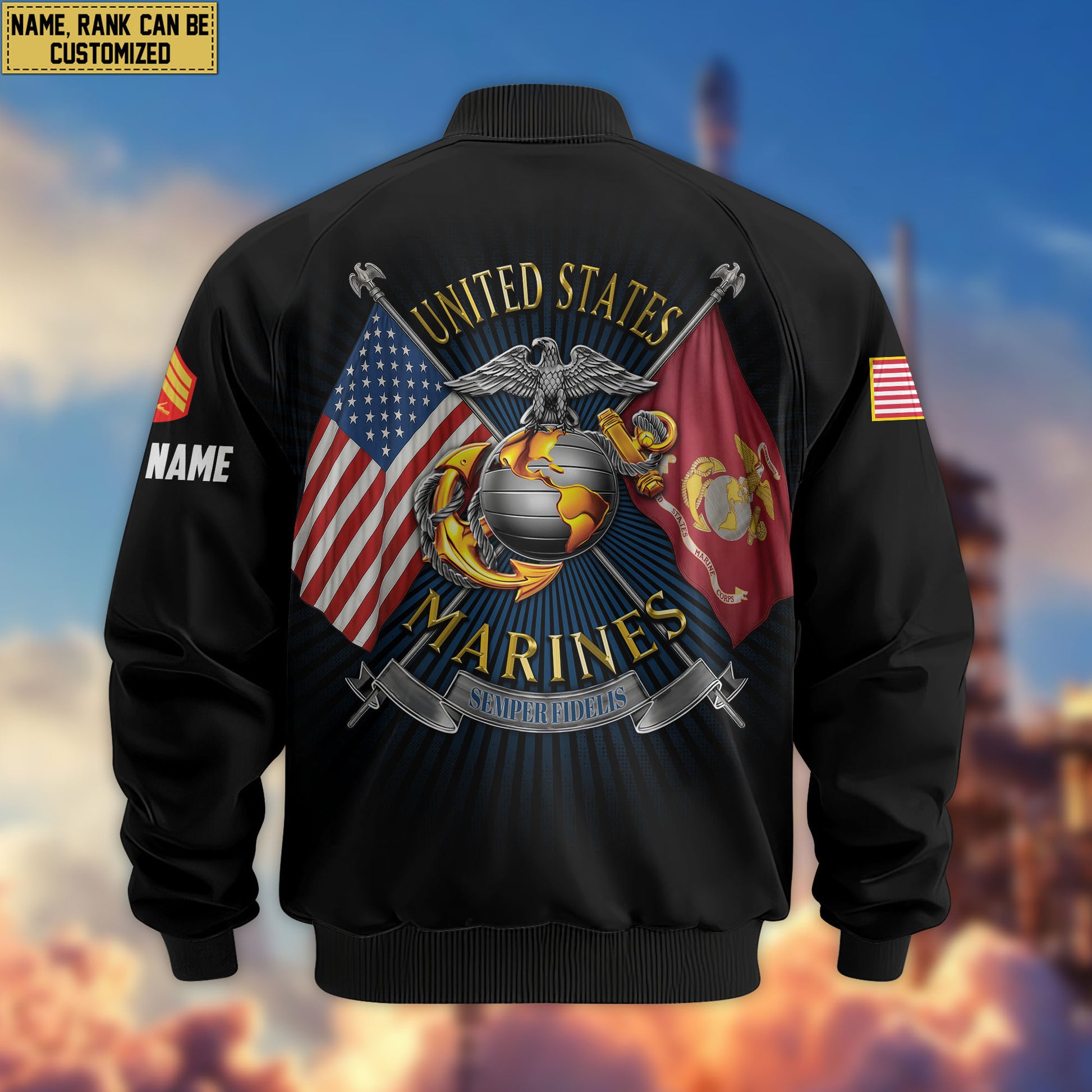 Premium Custom USMC Veteran Bomber Jacket VPVC803703, Gifts For US Marine Veteran, Gifts On Father's Day, Veterans Day.