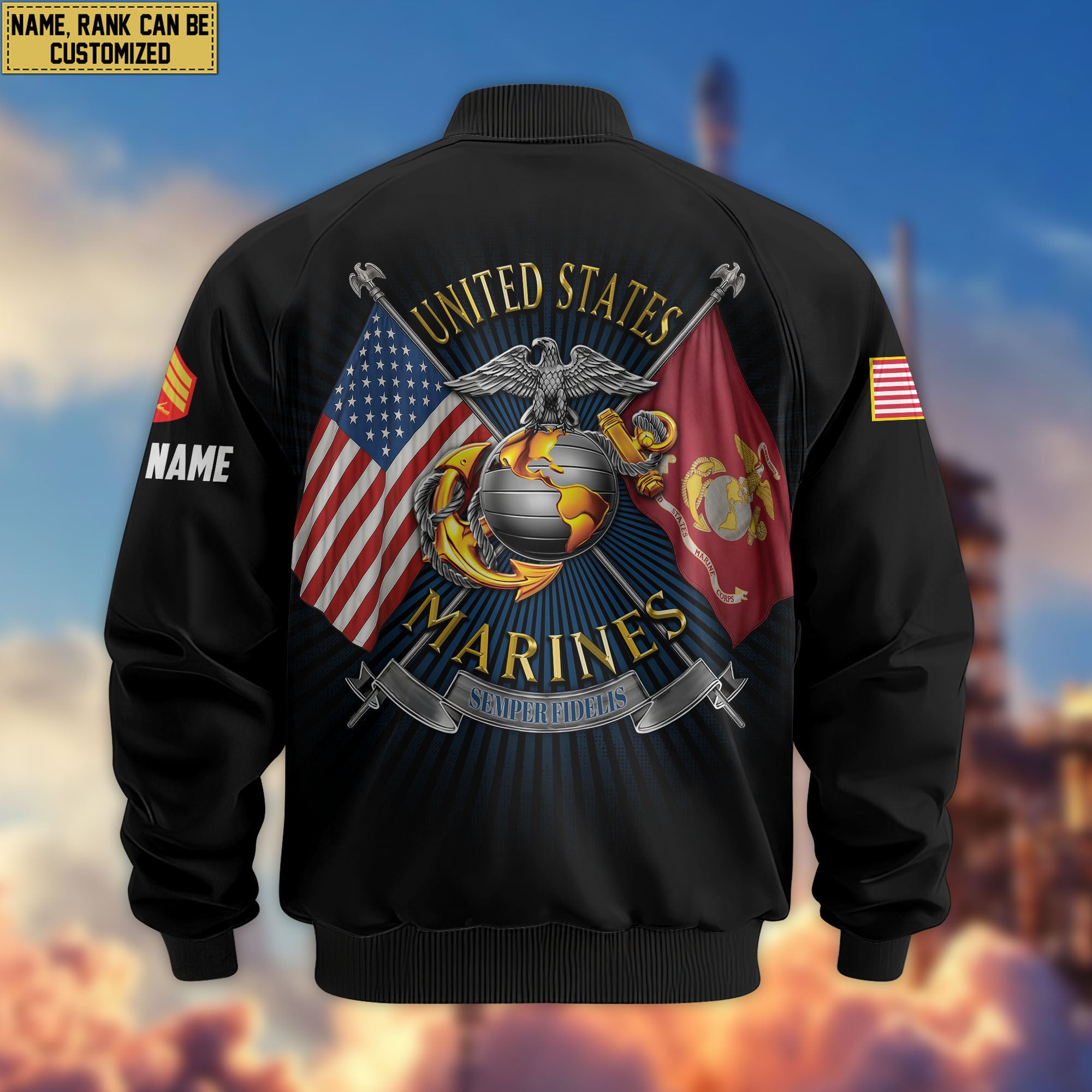 Premium Custom USMC Veteran Bomber Jacket VPVC803703, Gifts For US Marine Veteran, Gifts On Father's Day, Veterans Day.