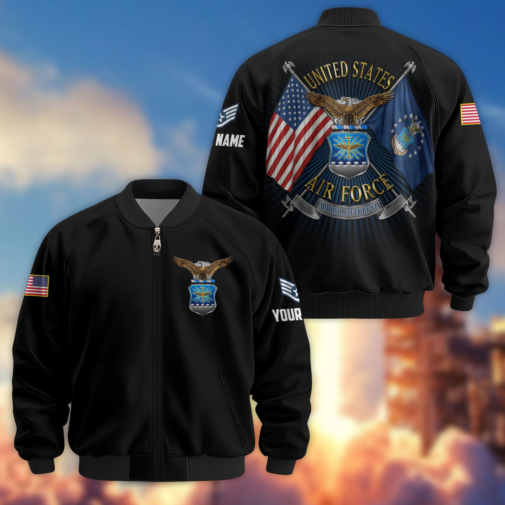 Premium Custom USAF Veteran Bomber Jacket VPVC803704, Gifts For US Air Force Veteran, Gifts On Father's Day, Veterans Day.