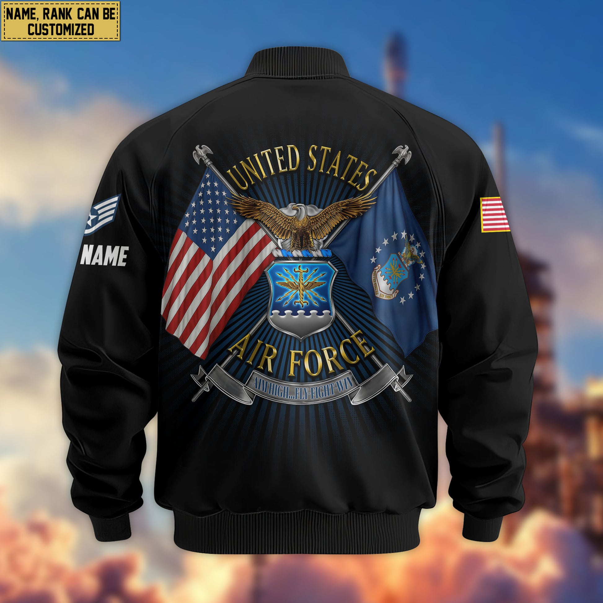 Premium Custom USAF Veteran Bomber Jacket VPVC803704, Gifts For US Air Force Veteran, Gifts On Father's Day, Veterans Day.