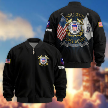 Premium Custom USCG Veteran Bomber Jacket VPVC803705, Gifts For Coast Guard Veteran, Gifts On Father's Day, Veterans Day.