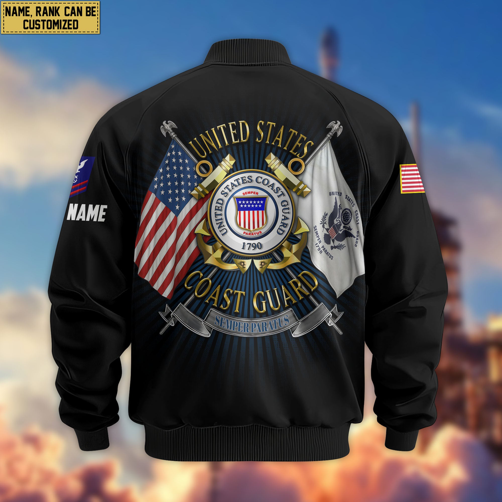 Premium Custom USCG Veteran Bomber Jacket VPVC803705, Gifts For Coast Guard Veteran, Gifts On Father's Day, Veterans Day.